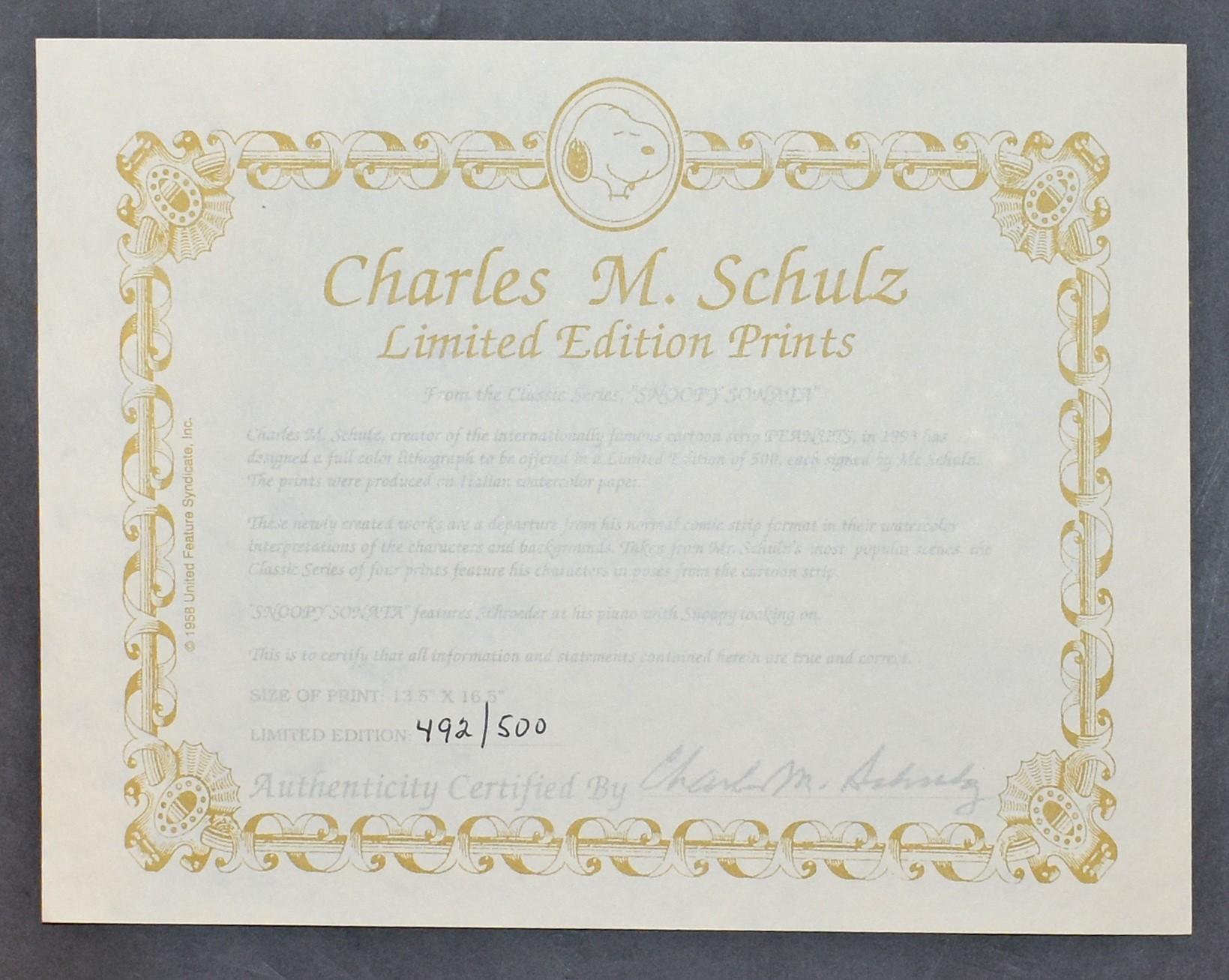 Snoopy Sonata - Gray Animal Print by Charles M. Schulz