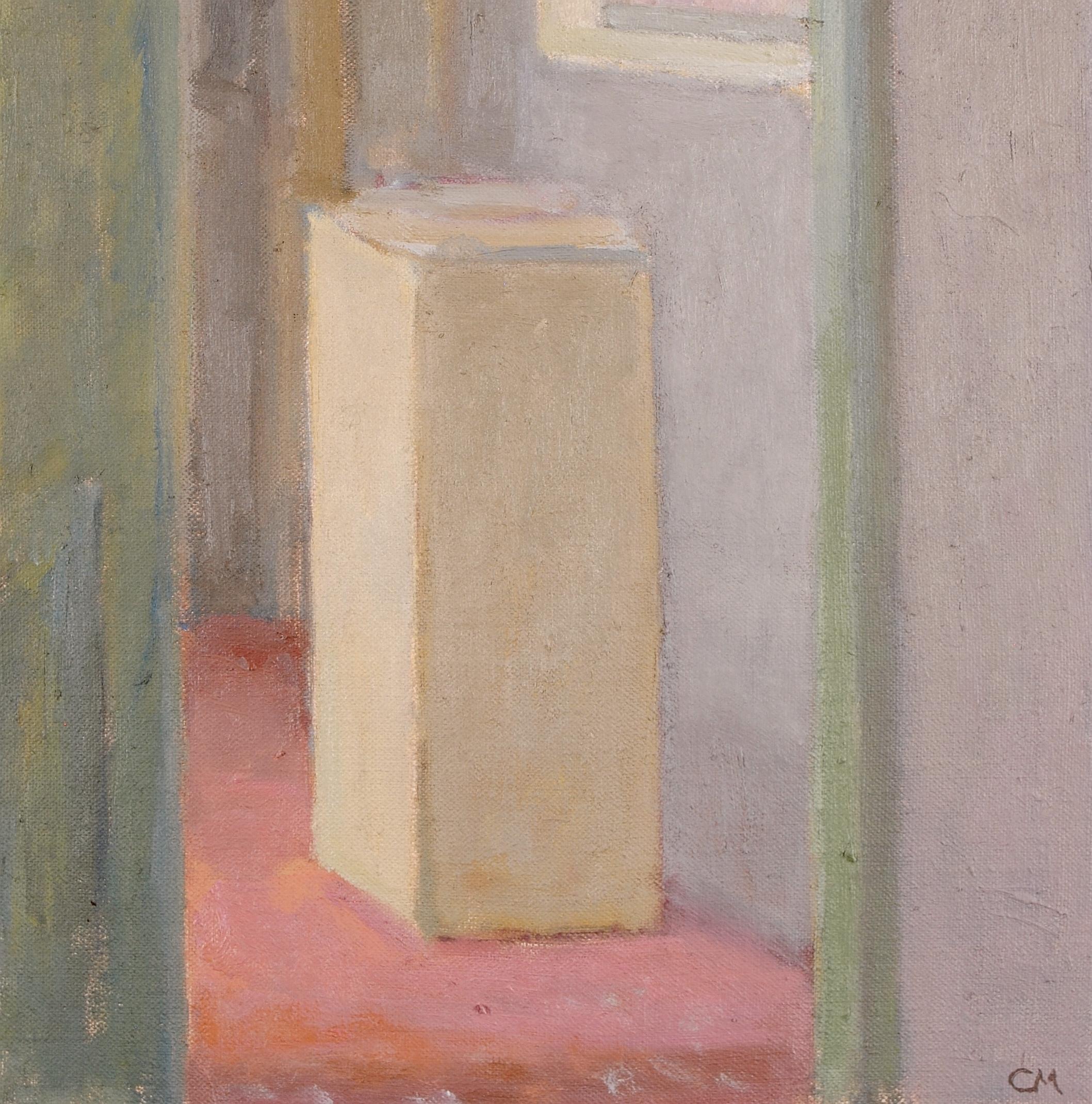 Studio Doorway - Contemporary English Interior Öl auf Leinwand Gemälde (Beige), Interior Painting, von Charles MacCarthy