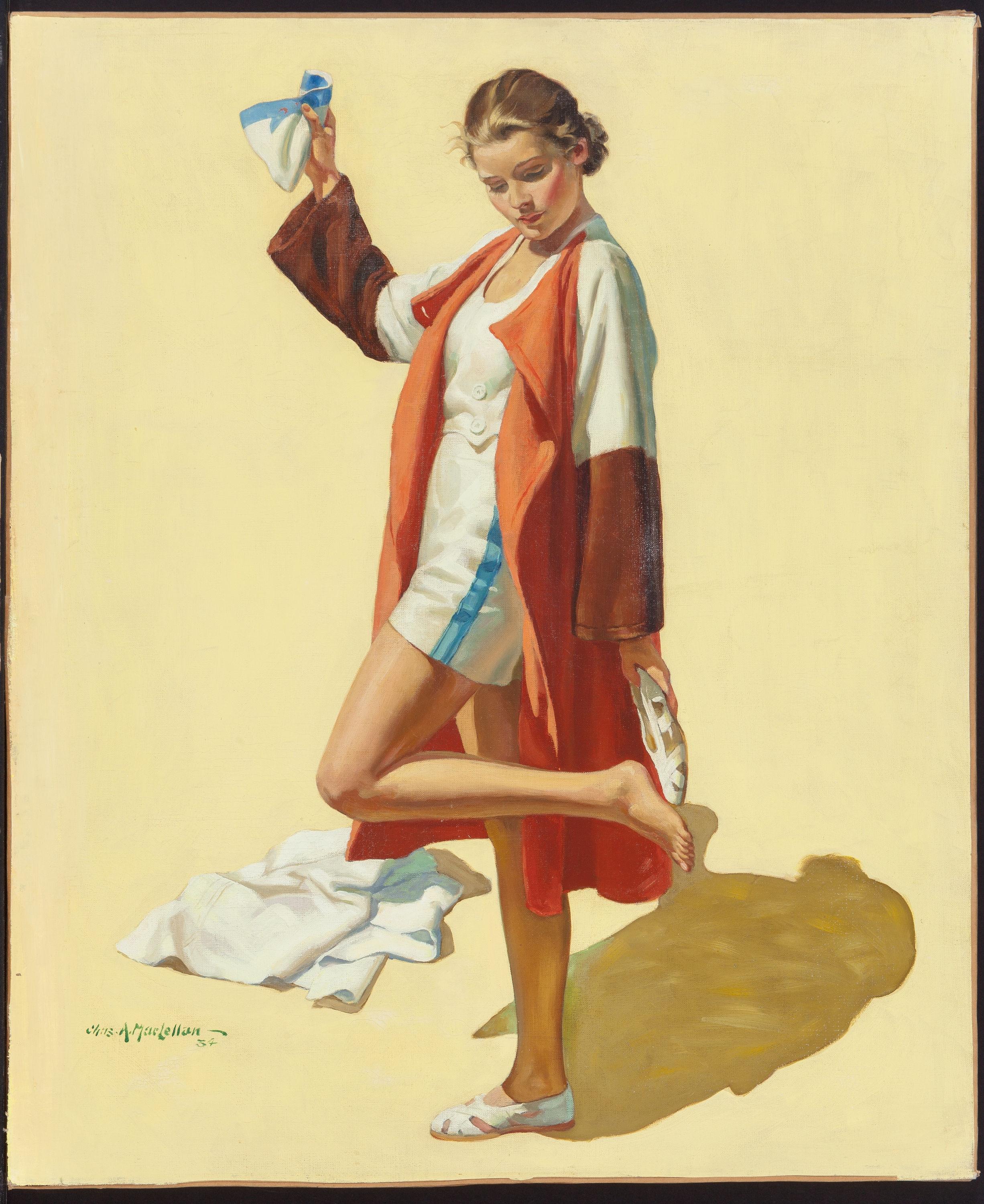 Slipping into her Shoes - Painting by Charles MacLellan