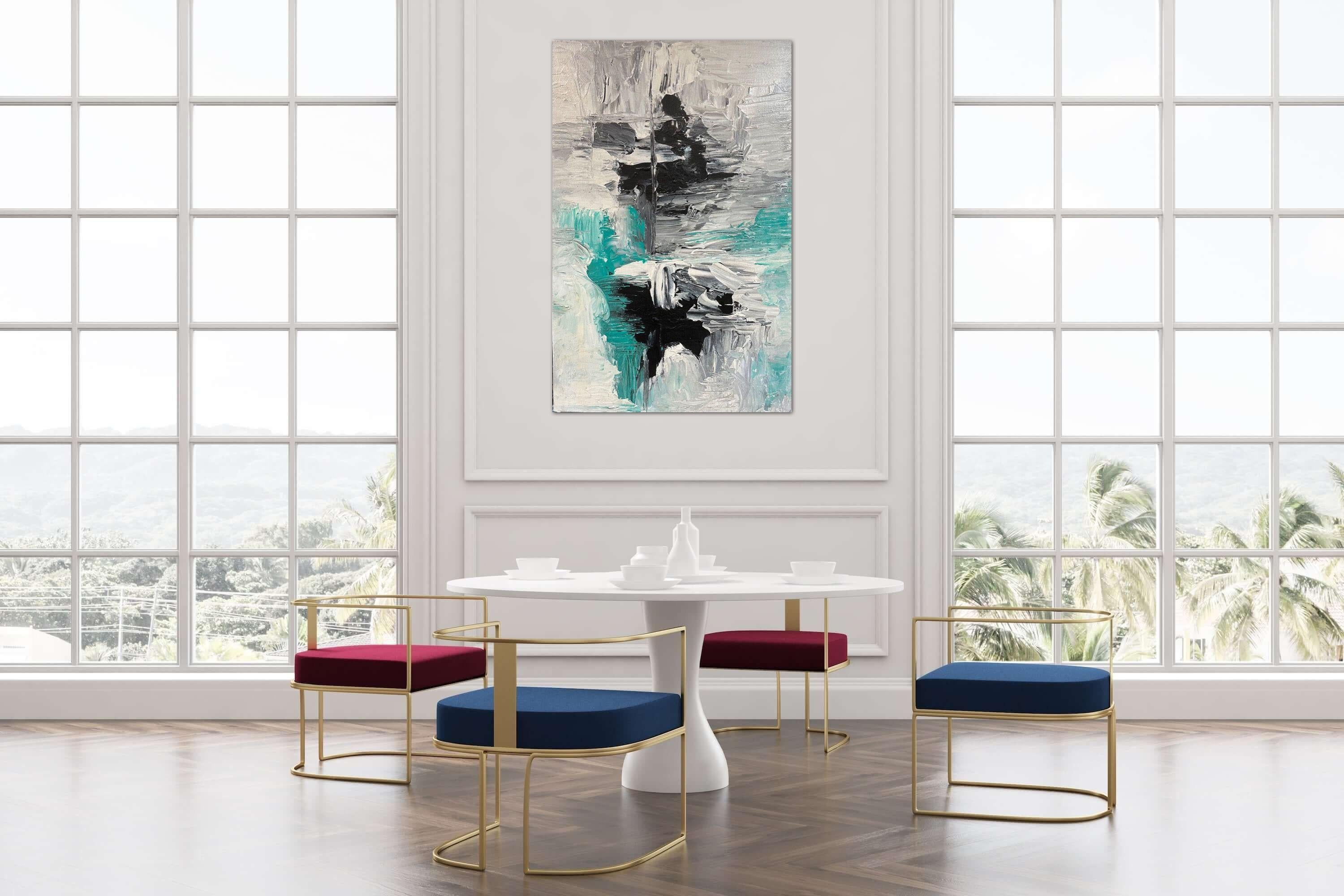 Blu 10, Pittura, Acrilico su tela - Painting Astratto di CHARLES MAGALLANES