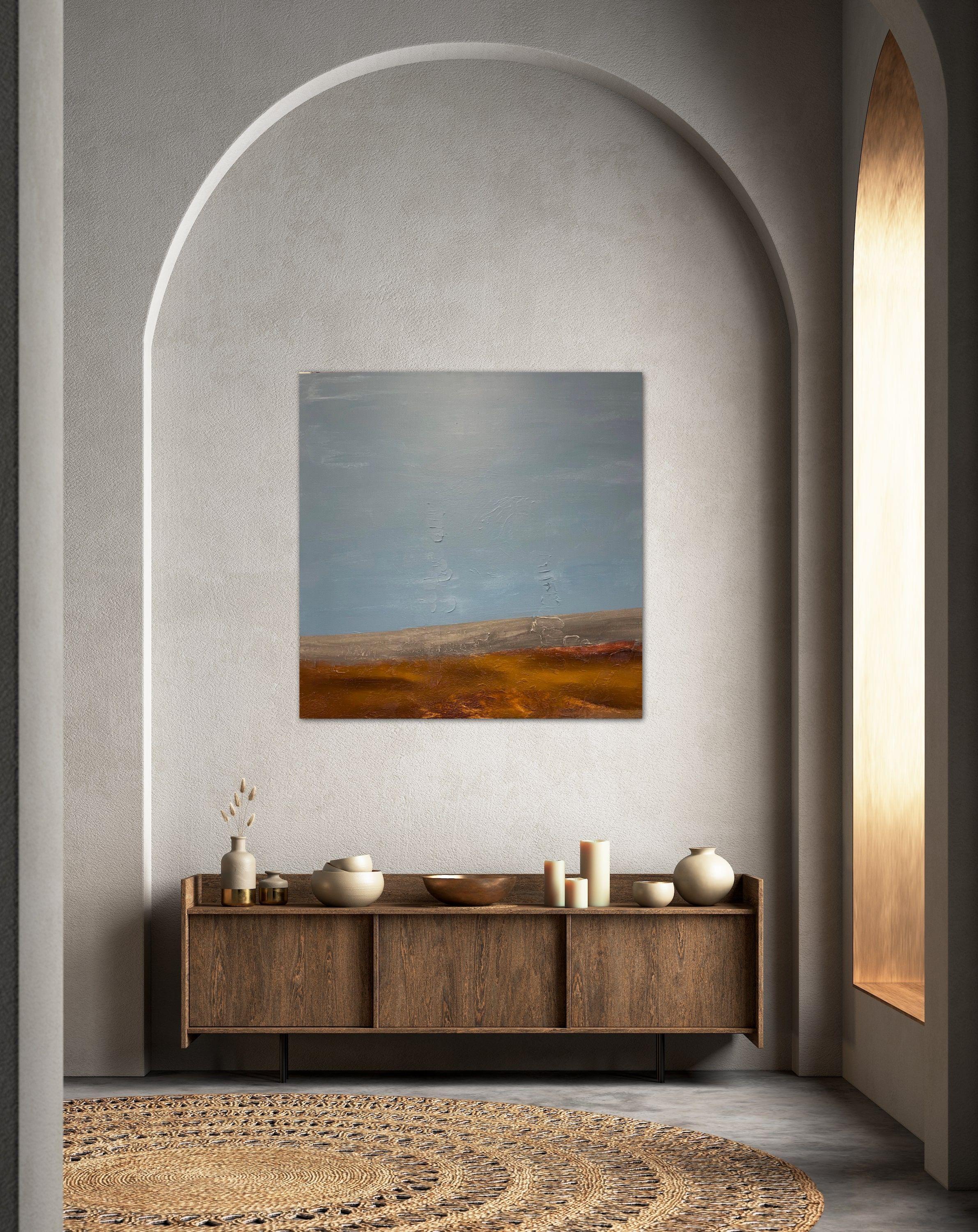 Landscape #1, Painting, Acrylic on Canvas - Gray Abstract Painting by CHARLES MAGALLANES
