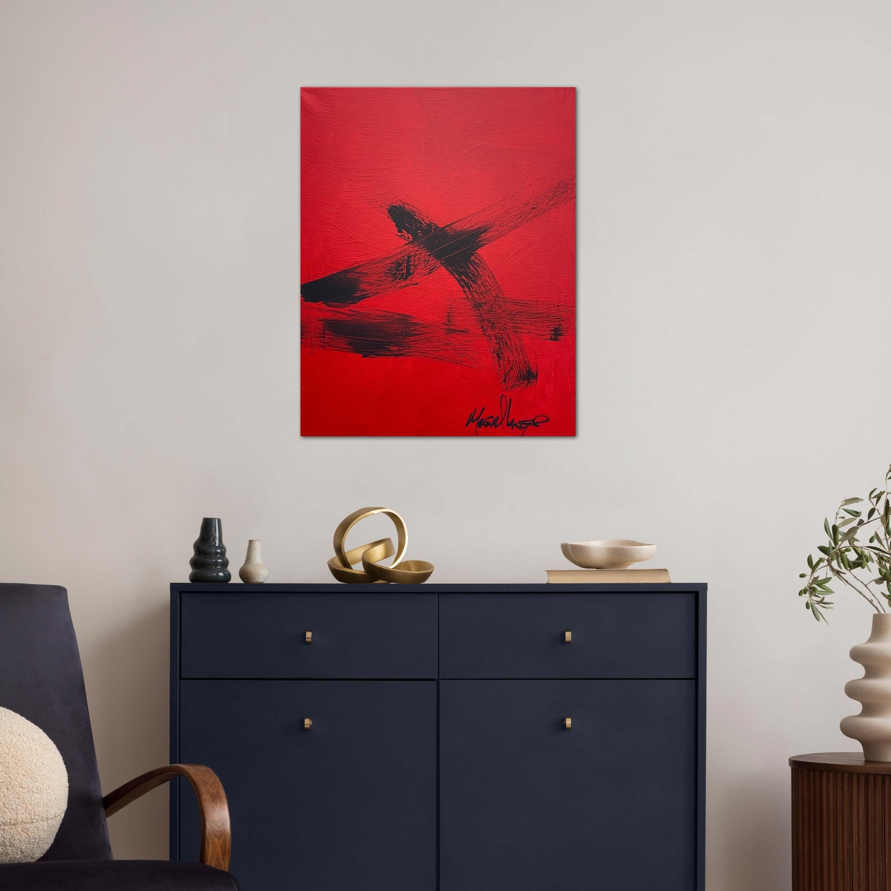 Dieses farbenfrohe, minimalistische Gemälde bringt einen kräftigen Farbakzent in jede Einrichtung!  Gallery Wrapped â€¢ Hochwertige Acrylfarben und -medien werden verwendet und die Seiten der Leinwand werden bemalt. â€¢ Es muss nicht gerahmt werden