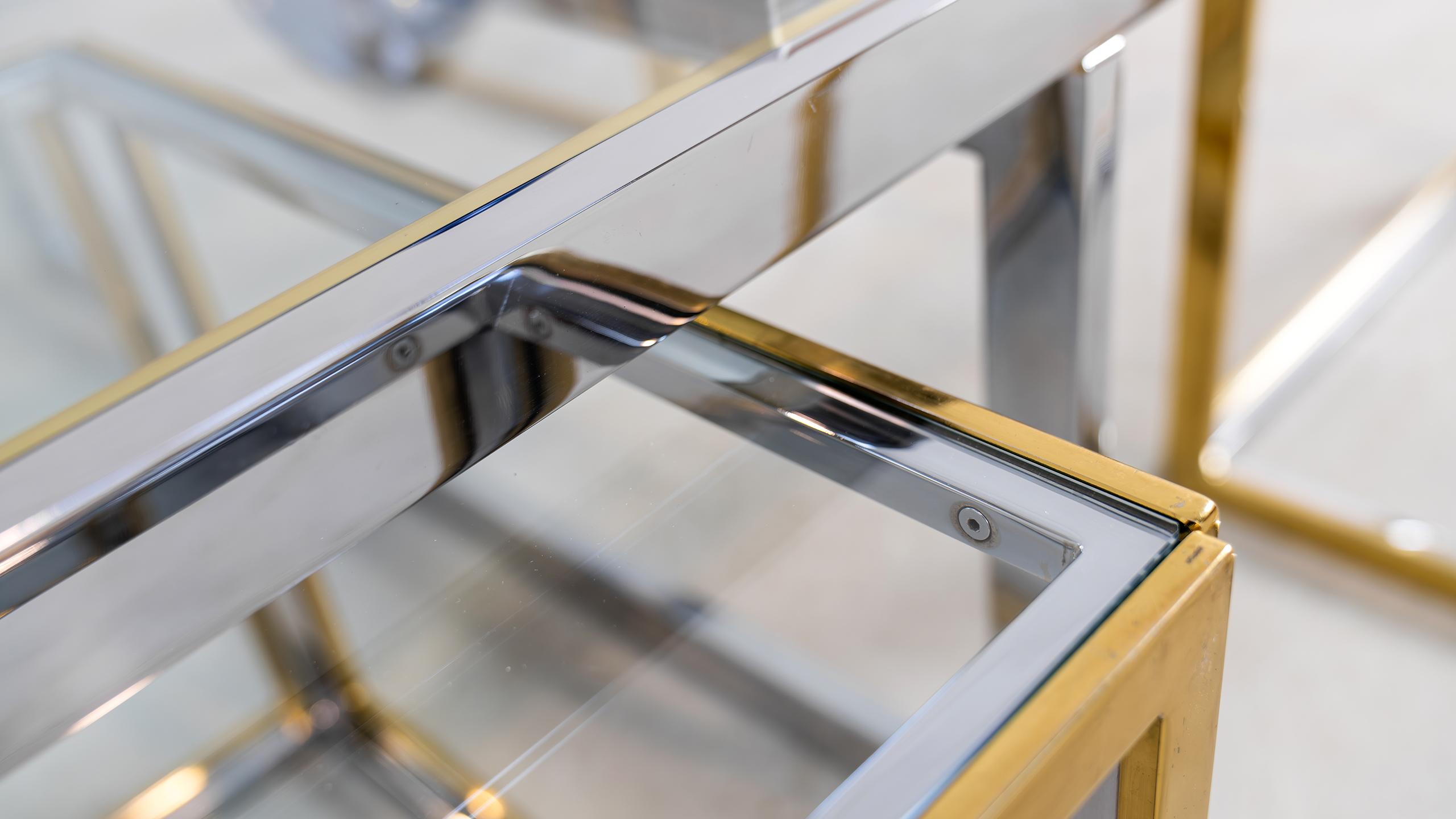 Charles Maison Coffee Chrome & Brass Hollywood Nesting Table Paris Willy Rizzo in vendita 2