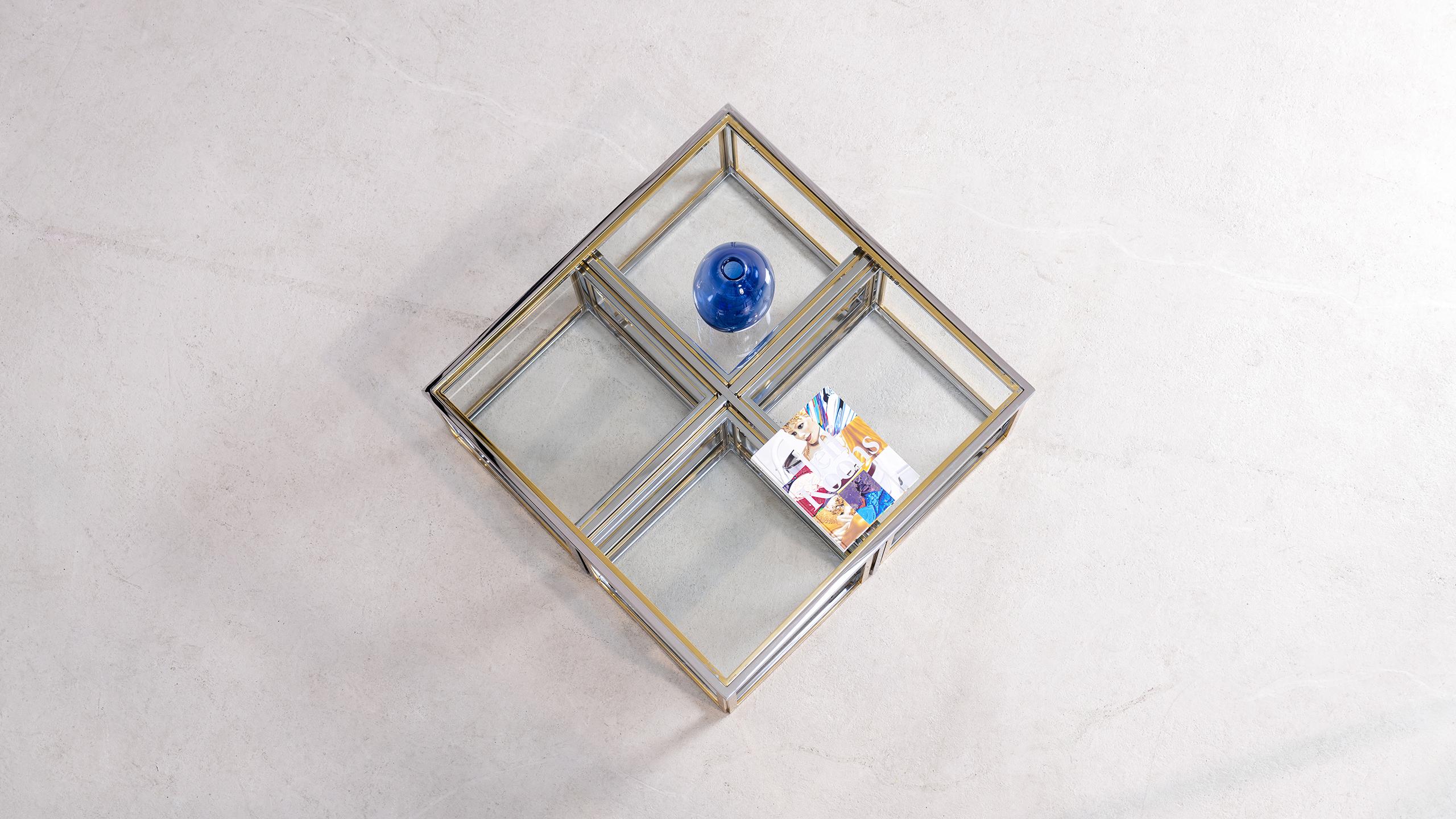 Charles Maison Coffee Chrome & Brass Hollywood Nesting Table Paris Willy Rizzo in vendita 4