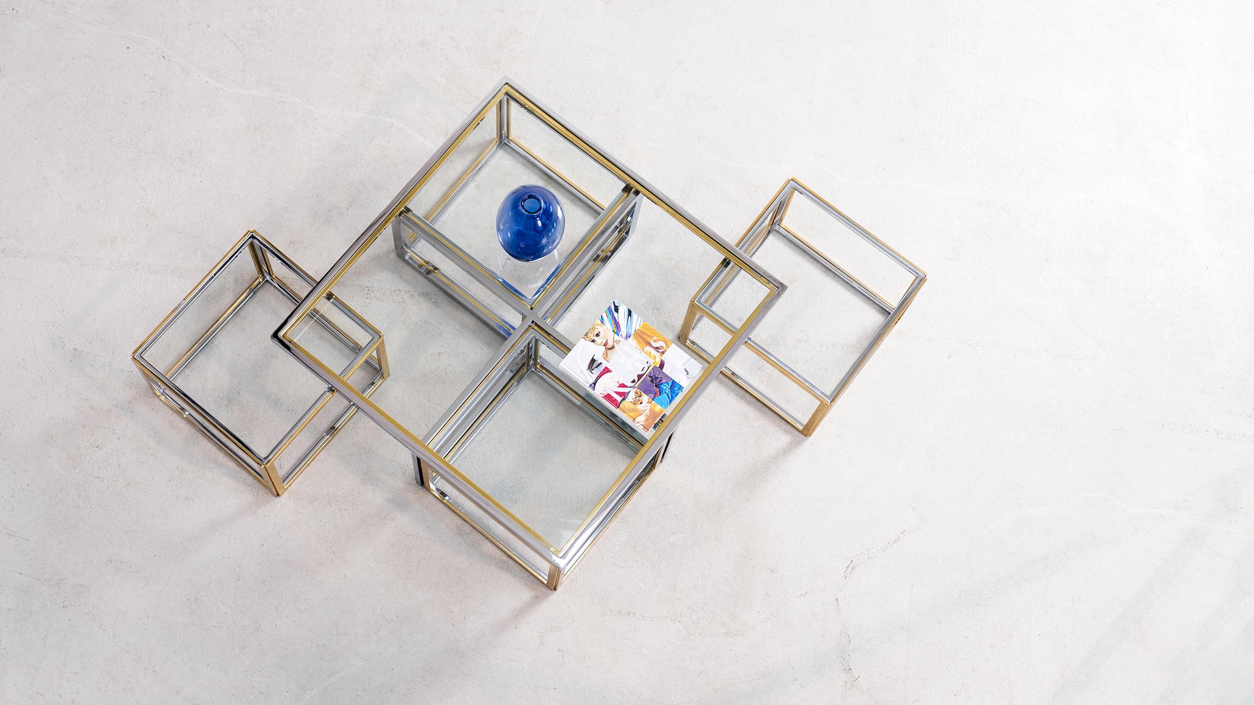 Charles Maison Coffee Chrome & Brass Hollywood Nesting Table Paris Willy Rizzo in vendita 5