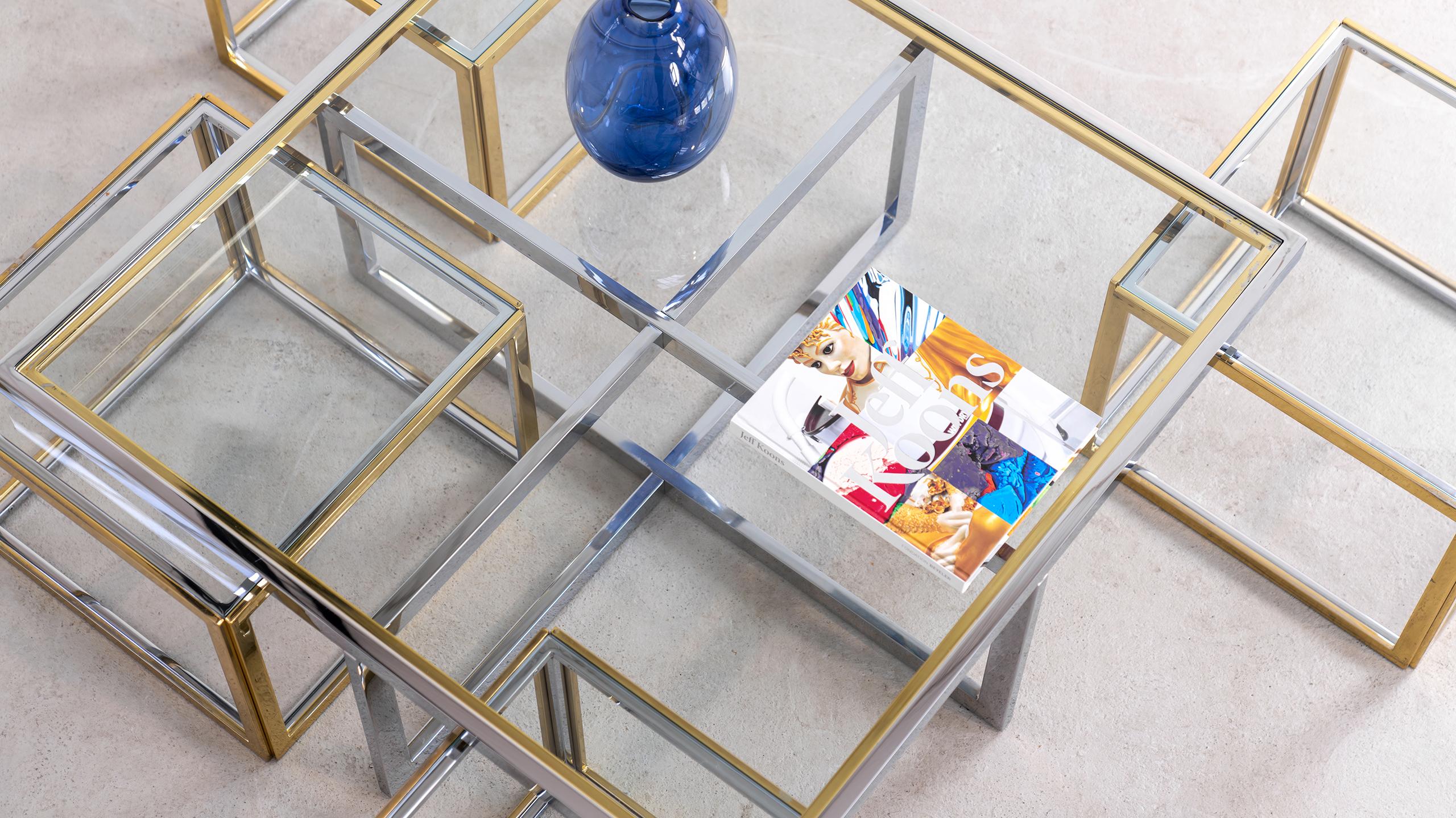 Charles Maison Coffee Chrome & Brass Hollywood Nesting Table Paris Willy Rizzo in vendita 7