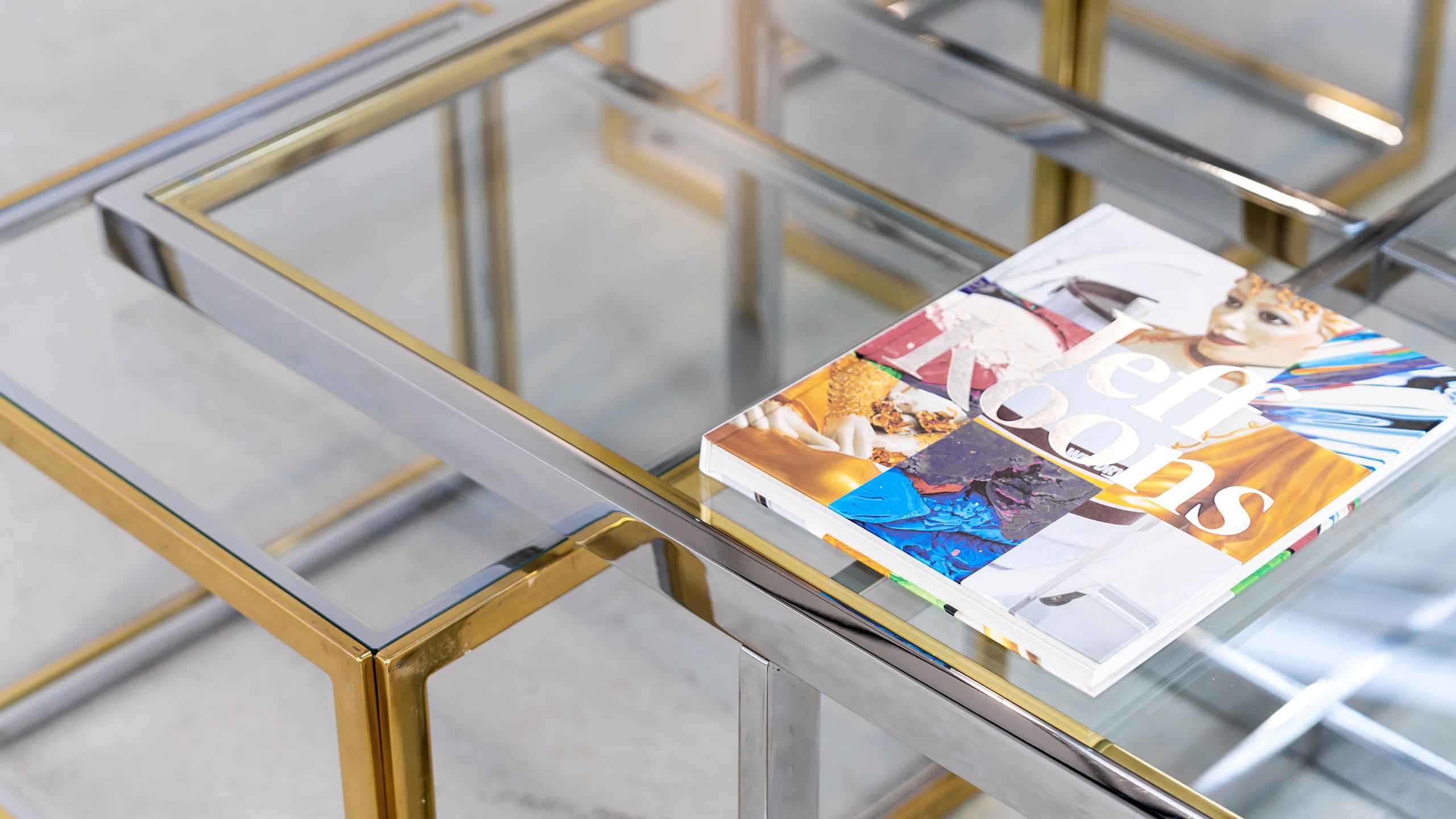 Charles Maison Coffee Chrome & Brass Hollywood Nesting Table Paris Willy Rizzo in vendita 8