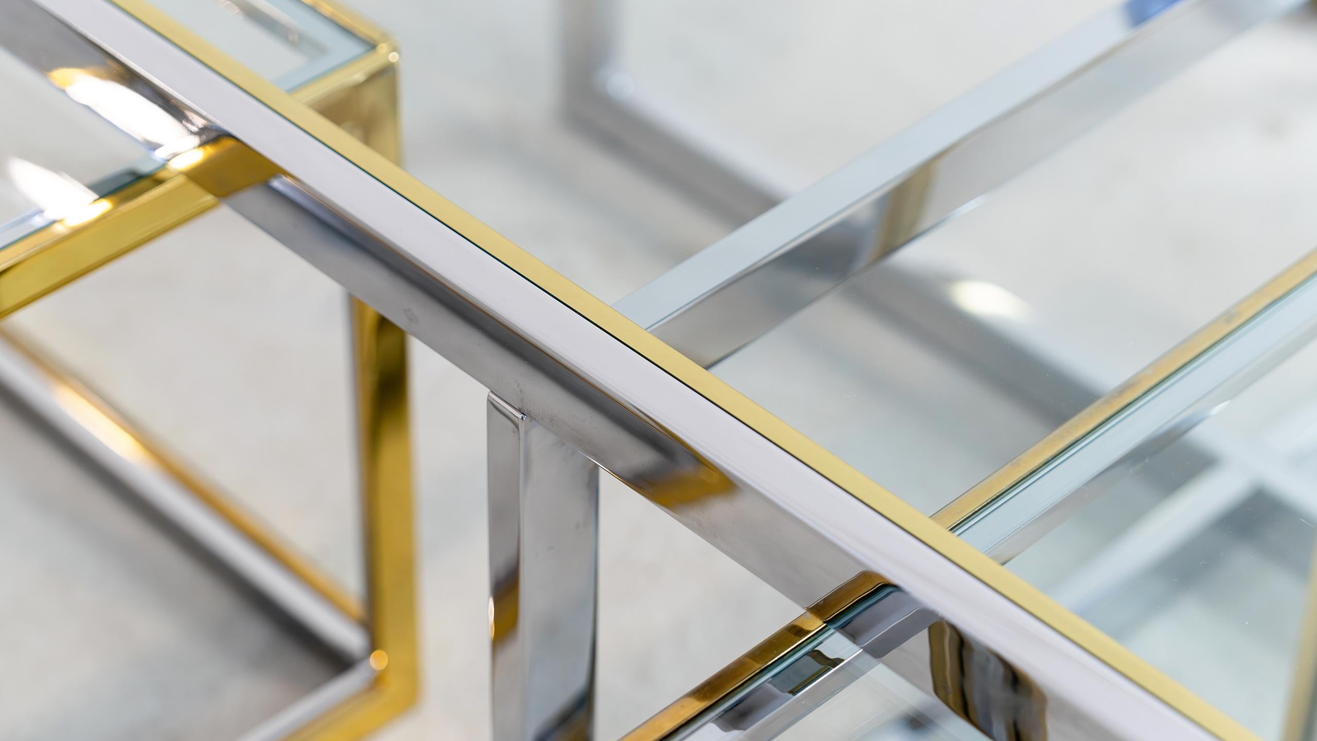 Charles Maison Coffee Chrome & Brass Hollywood Nesting Table Paris Willy Rizzo in vendita 9