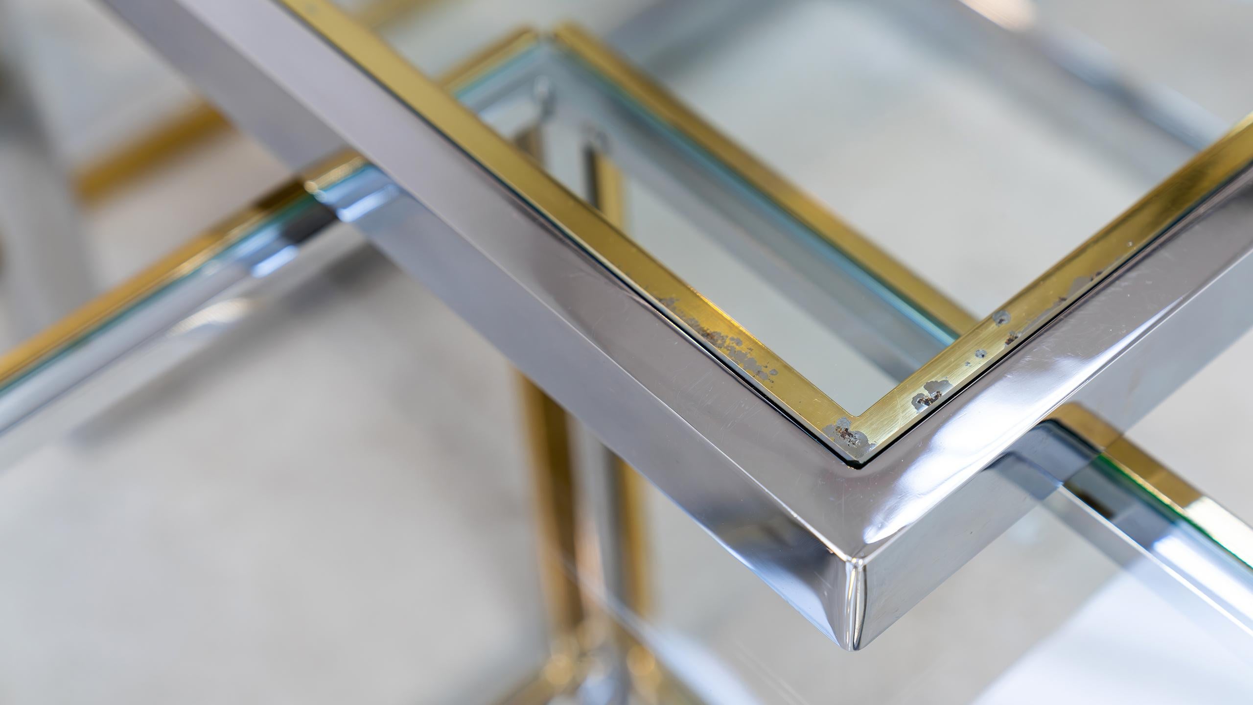 Charles Maison Coffee Chrome & Brass Hollywood Nesting Table Paris Willy Rizzo in vendita 1