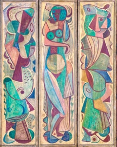 Vintage Untitled (Modernist Three-Panel Screen)