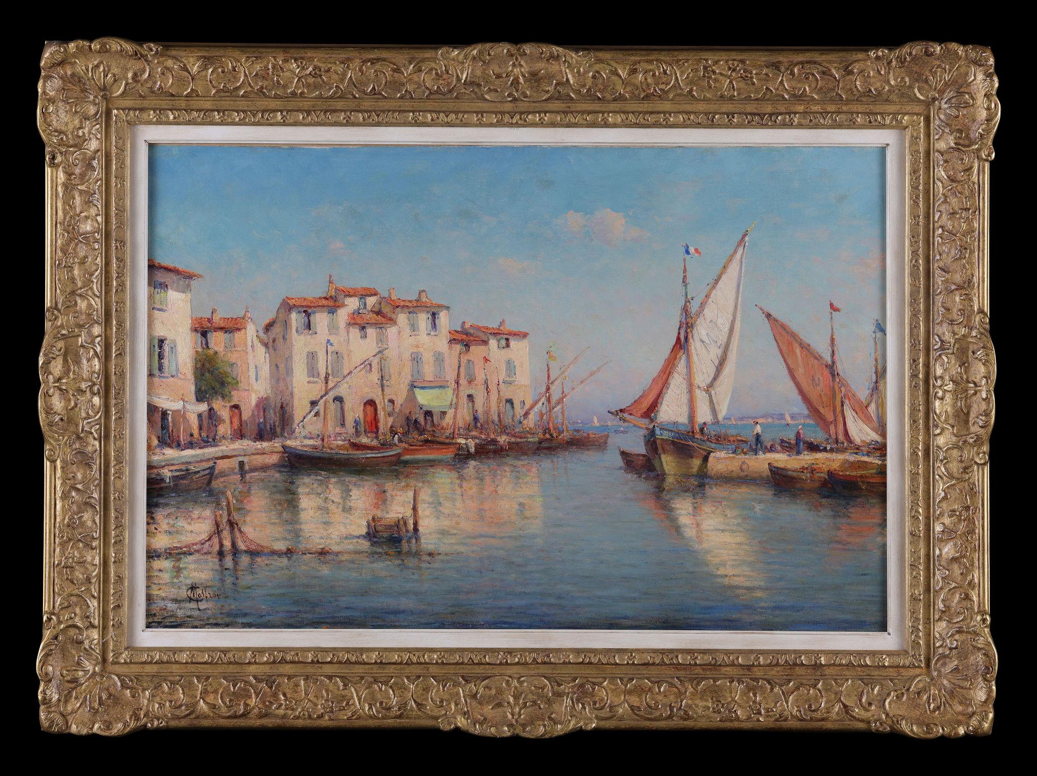Le Port de Martigues'. Un porto a Martigues in Provenza, nel sud della Francia. Vernice ad olio - Painting di Charles Malfroy