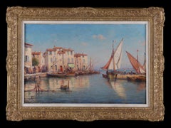 Le Port de Martigues". Un Puerto en Martigues Provenza, Sur de Francia. Pintura al óleo