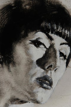 "THE BLACK COAT PROJECT - ADRIENNE" Pittura a olio 50" x 30" di Charles Charles Malinsky