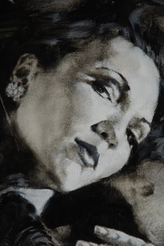 "THE BLACK COAT PROJECT - AMBER" Pittura a olio 50" x 30" di Charles Charles Malinsky