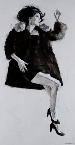 "LE SESSIONI DI NEW YORK - NATALIE" Pittura a olio 49" x 31" di Charles Charles Malinsky