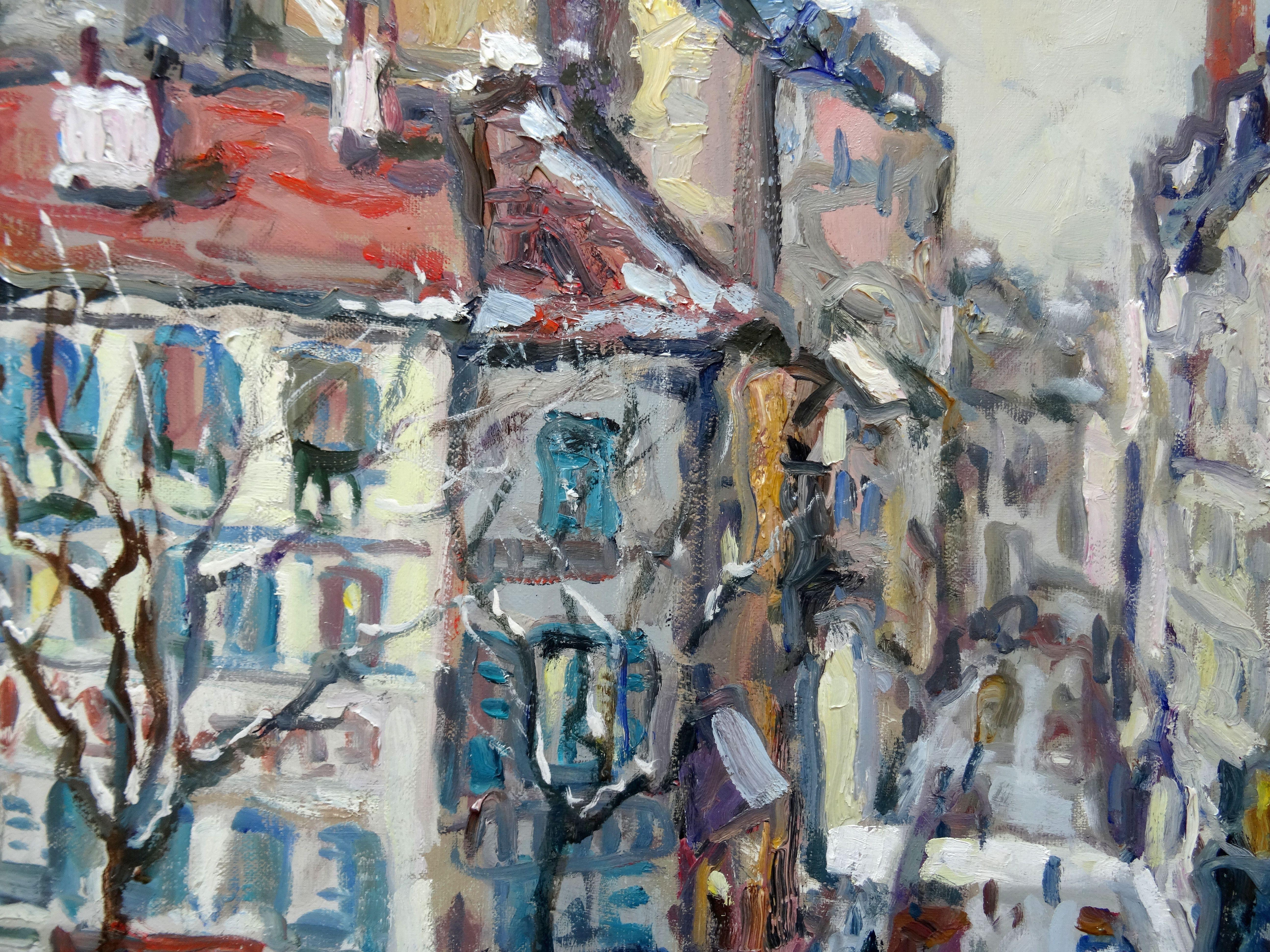 Spettacolo in rue Clisson a Parigi. Olio su tela, 54x65 cm in vendita 5