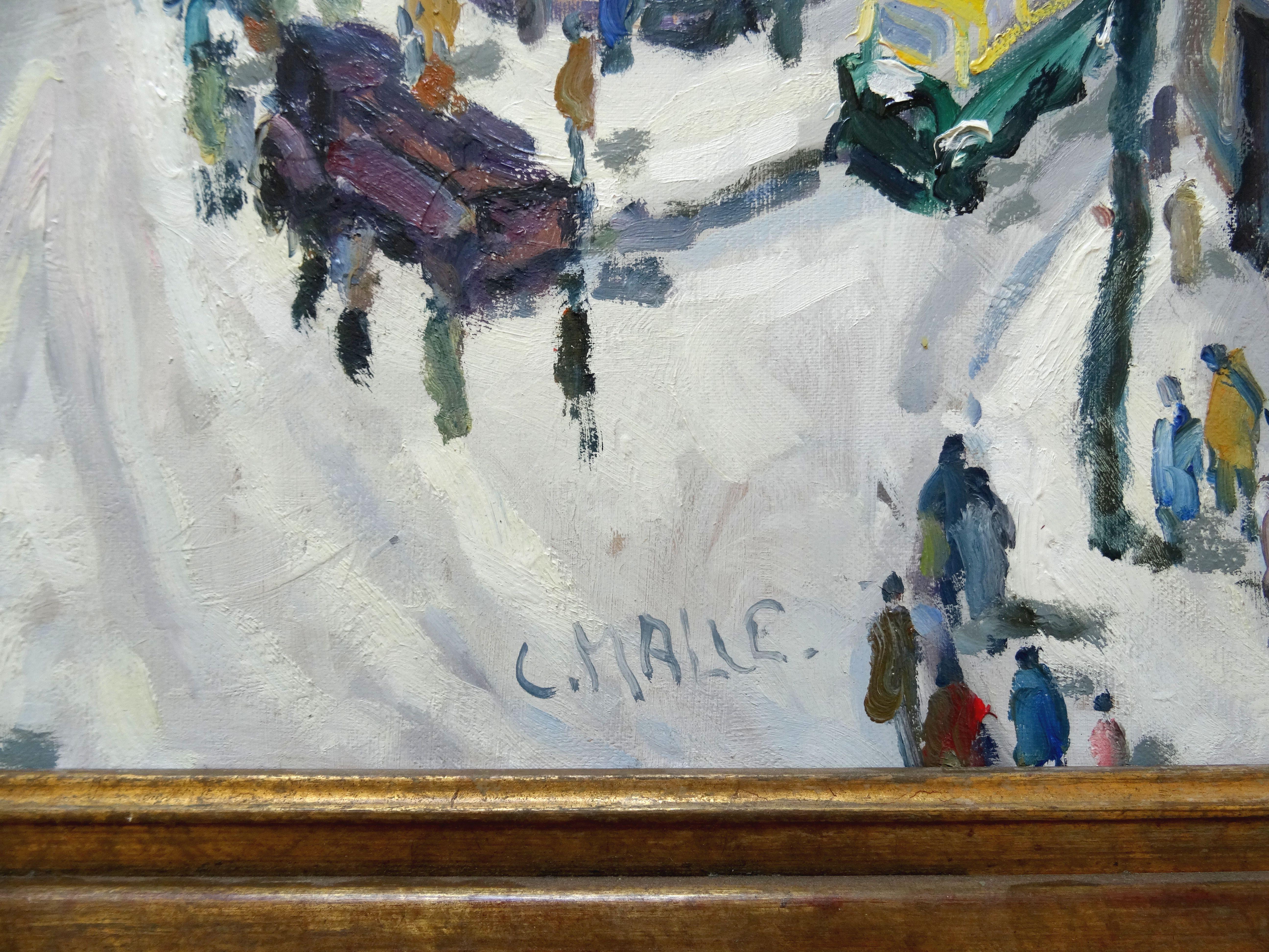 Spettacolo in rue Clisson a Parigi. Olio su tela, 54x65 cm - Painting Impressionismo di Charles Malle