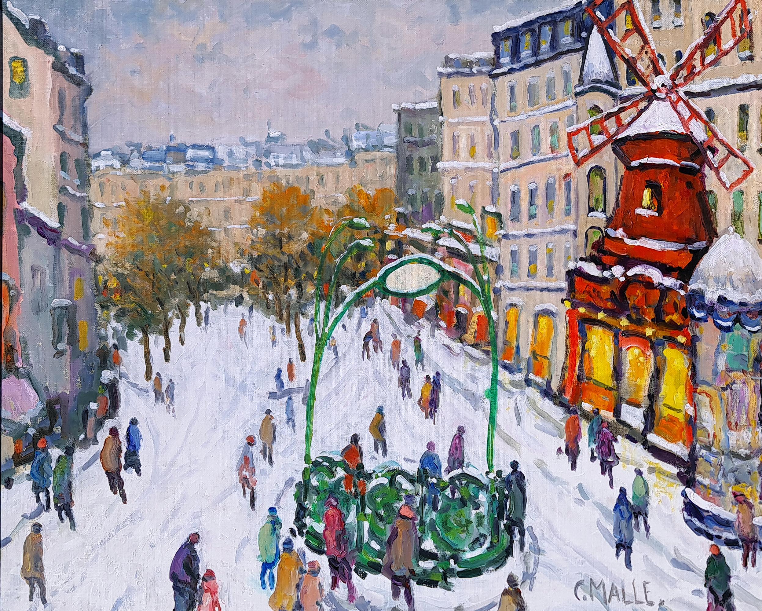 Moulin Rouge, Boulevad de Clichy, Paris – Painting von Charles Malle