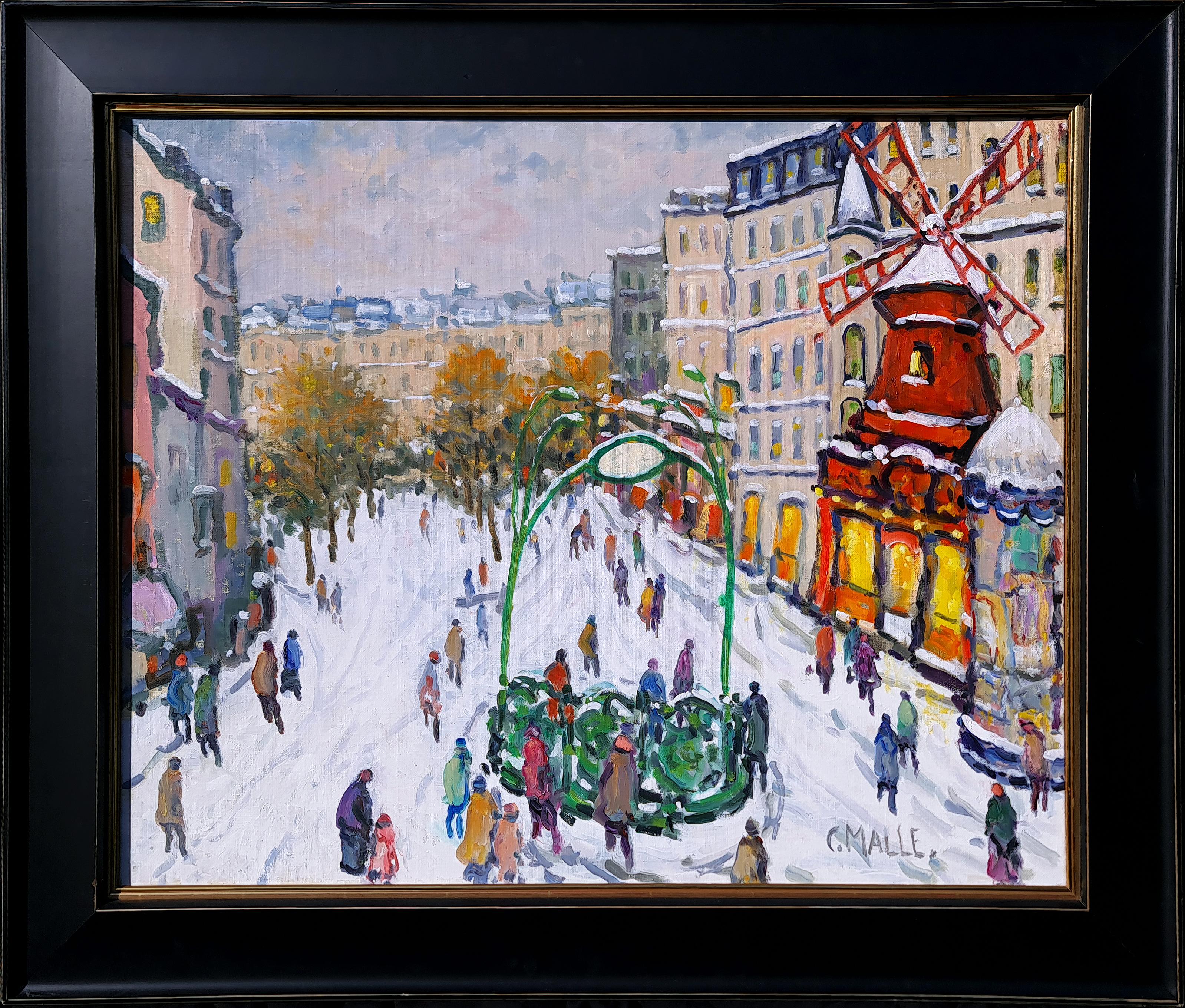 Charles Malle Figurative Painting – Moulin Rouge, Boulevad de Clichy, Paris