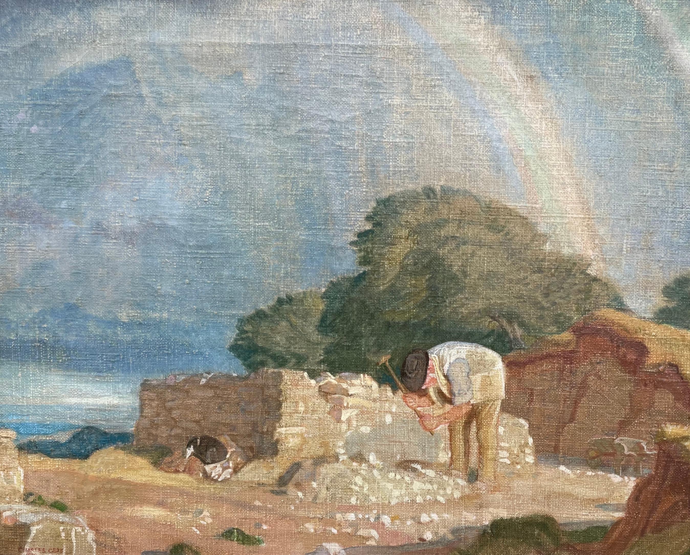 A Cotswold Stonebreaker - Charles March Gere - Britisches Ölgemälde des frühen 20. Jahrhunderts – Painting von Charles March Gere, RA, RWS