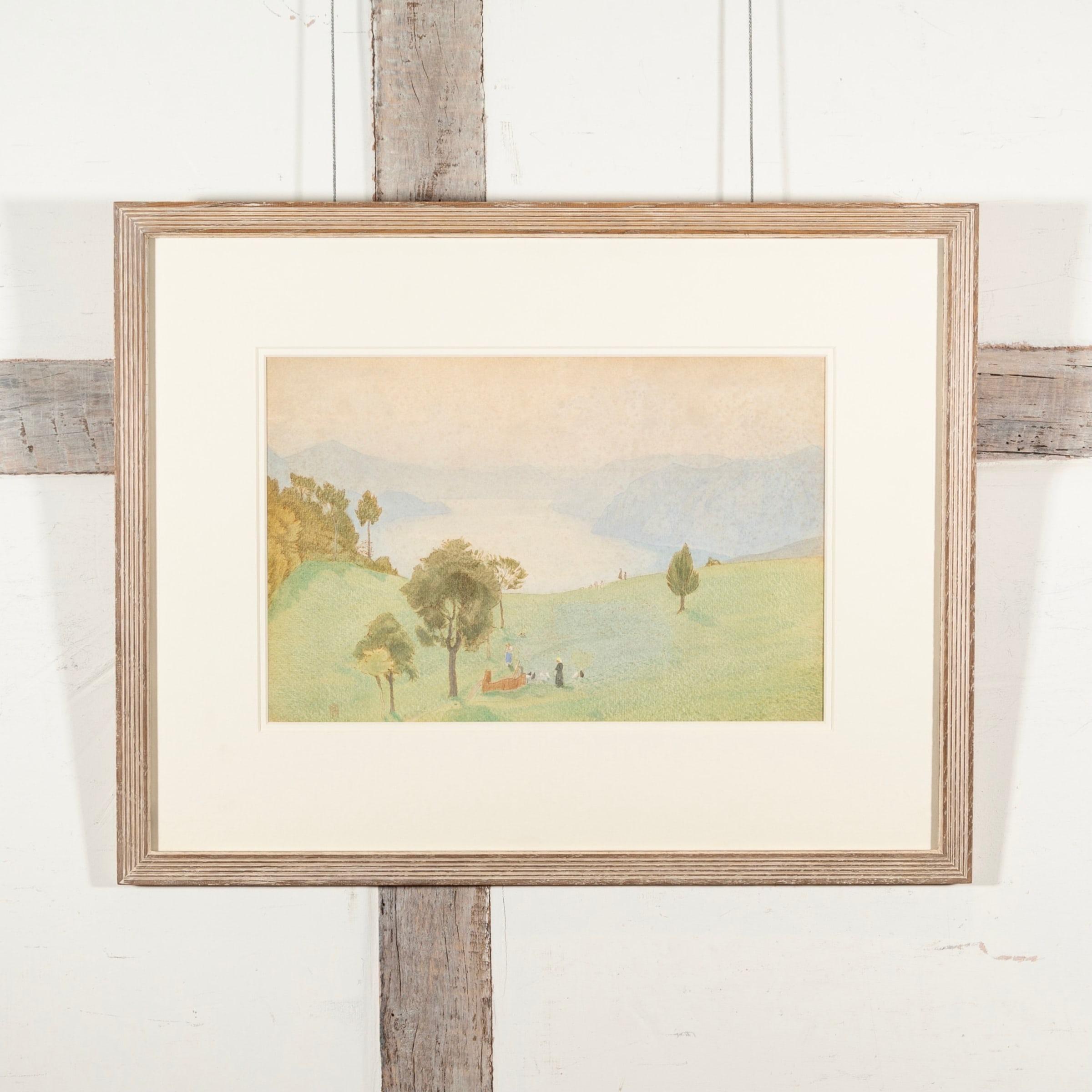 Lago Maggiore, peinture à l'aquarelle de Charles March Gere, 1918 - Painting de Charles March Gere, RA, RWS
