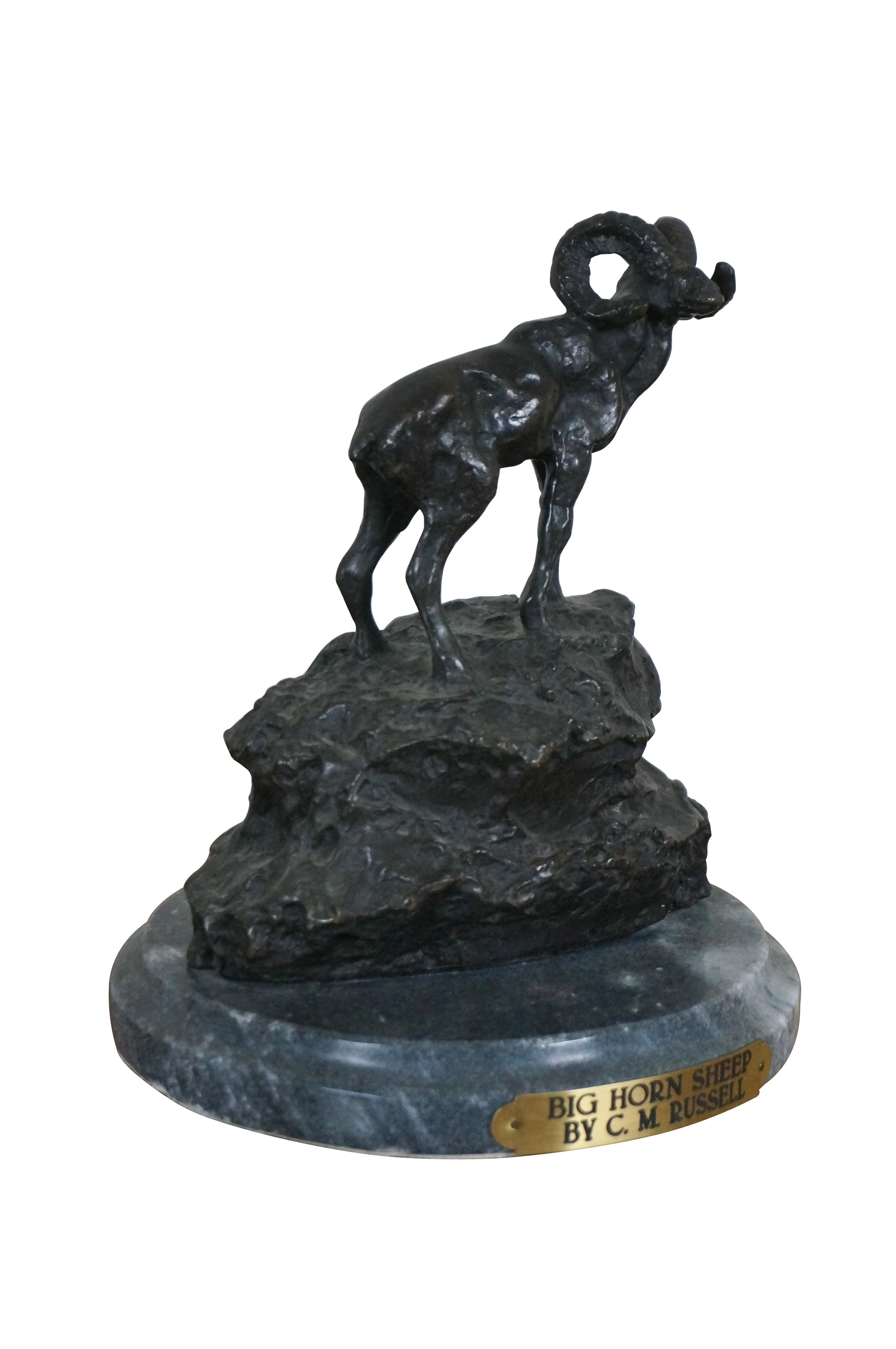 Charles Marion Russell Bronze Big Horn Sheep Ram Hunt Figurine Sculpture 9