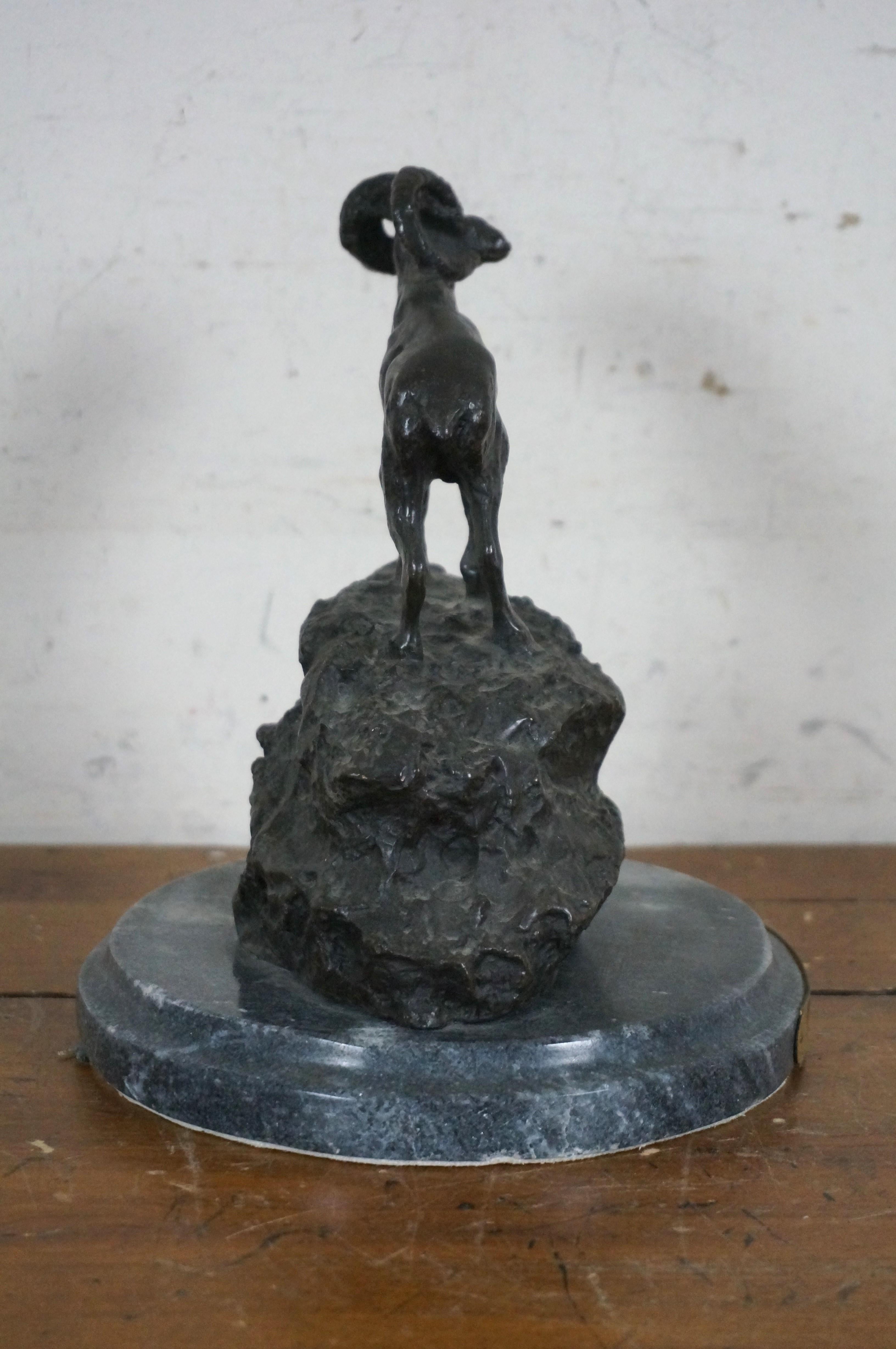 20th Century Charles Marion Russell Bronze Big Horn Sheep Ram Hunt Figurine Sculpture 9