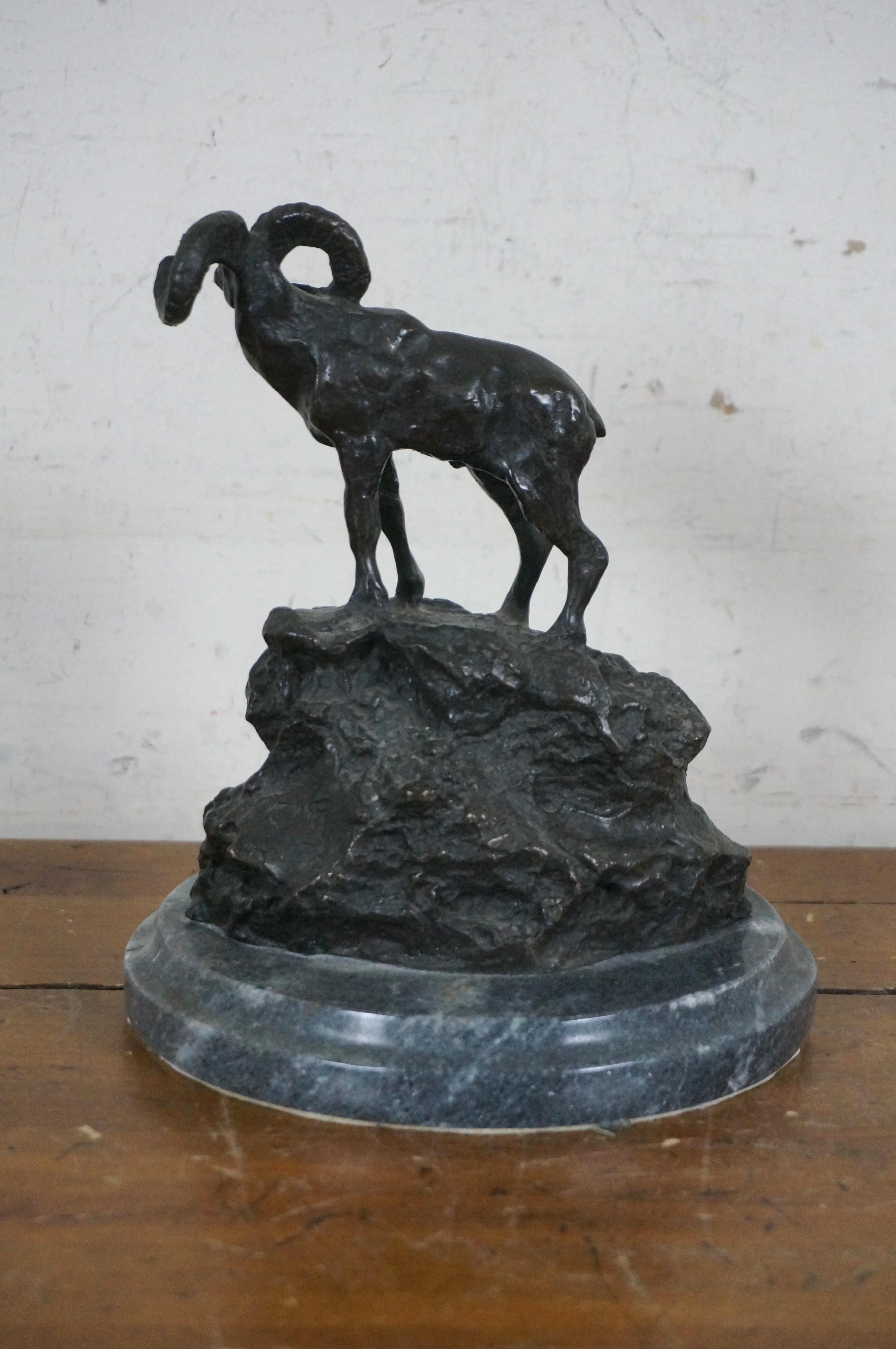 Charles Marion Russell Bronze Big Horn Sheep Ram Hunt Figurine Sculpture 9