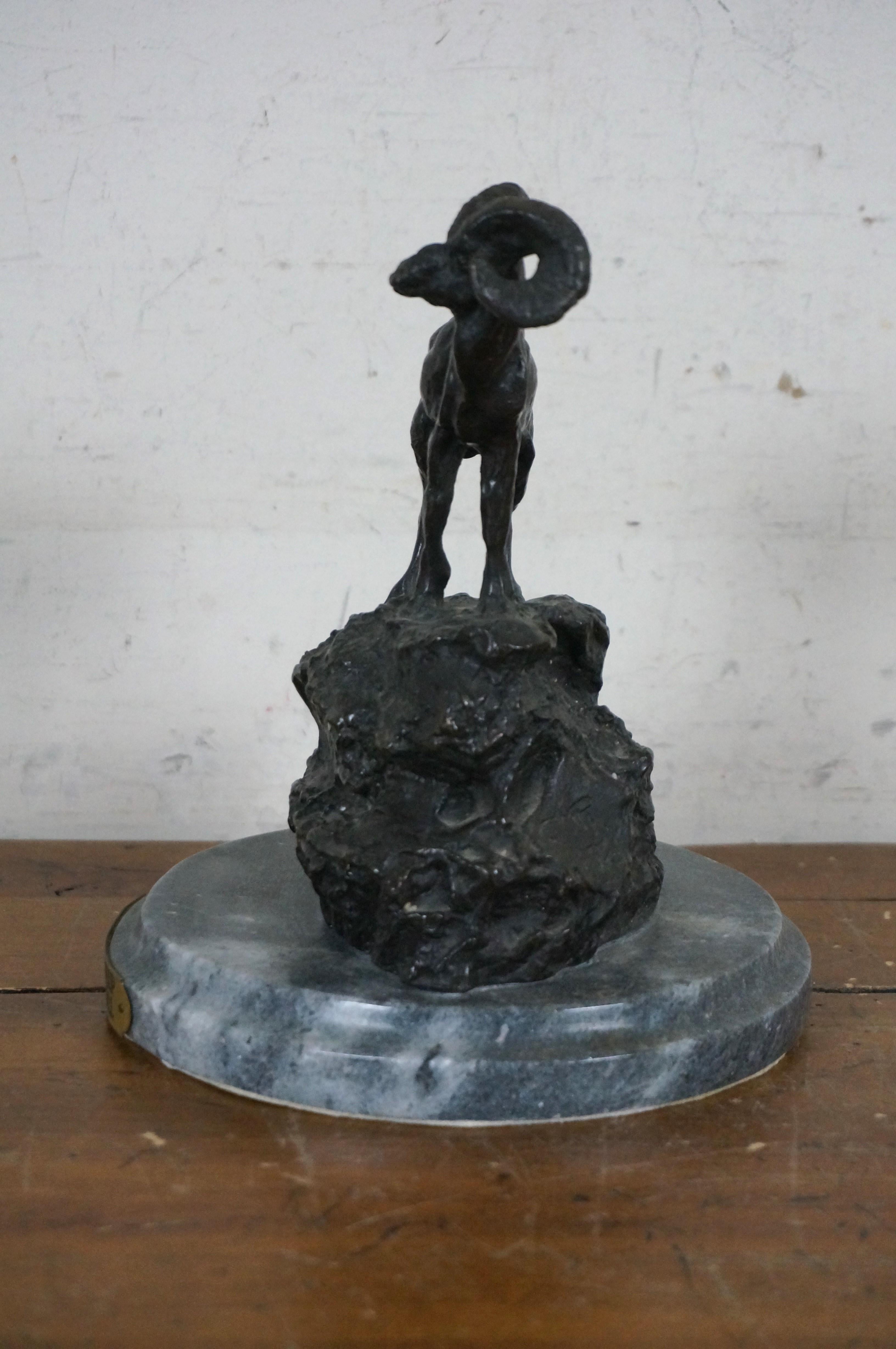 Charles Marion Russell Bronze Big Horn Sheep Ram Hunt Figurine Sculpture 9