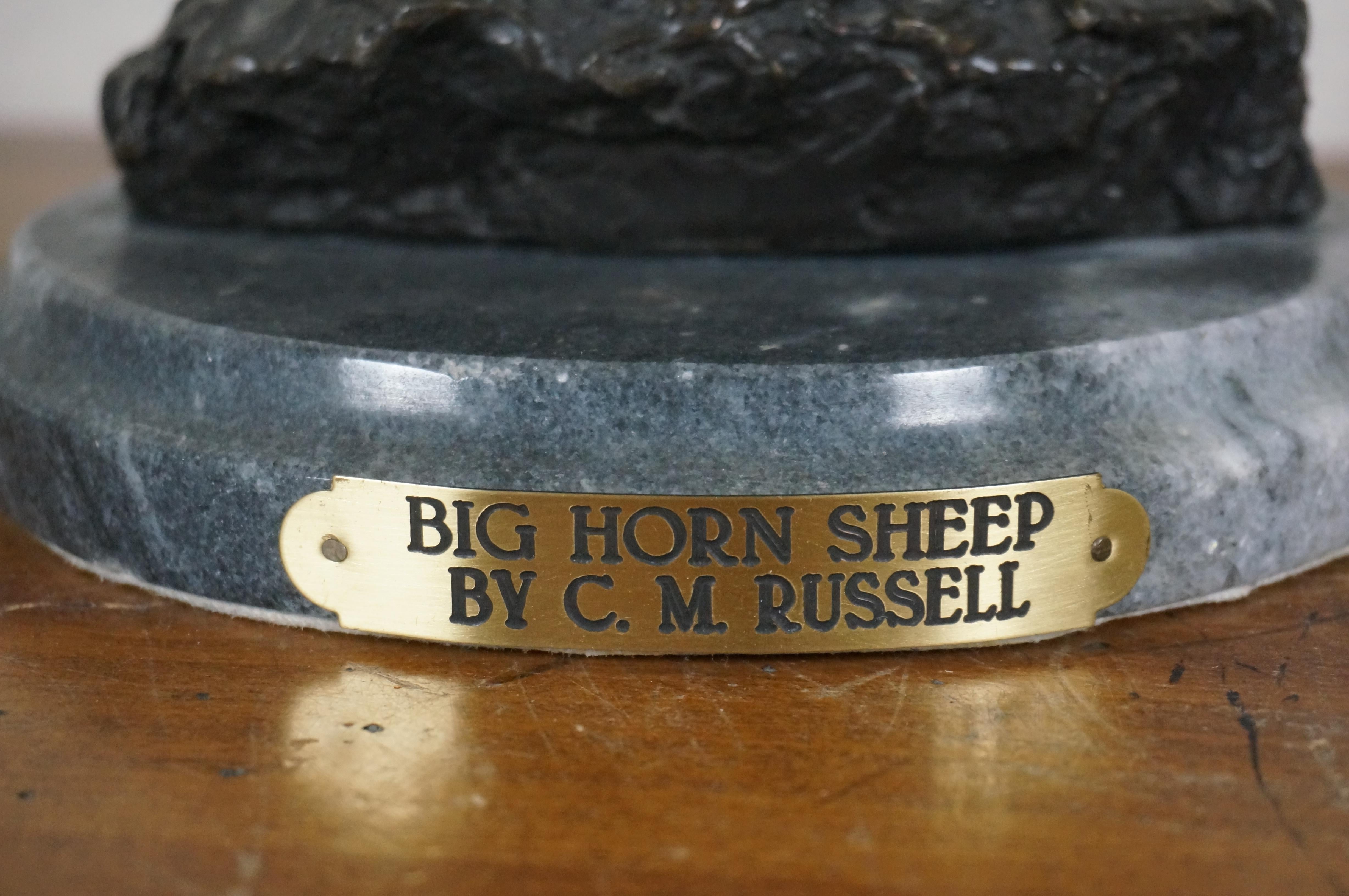 Charles Marion Russell Bronze Big Horn Sheep Ram Hunt Figurine Sculpture 9