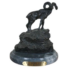 Charles Marion Russell Bronze Big Horn Sheep Ram Hunt Figurine Sculpture 9"