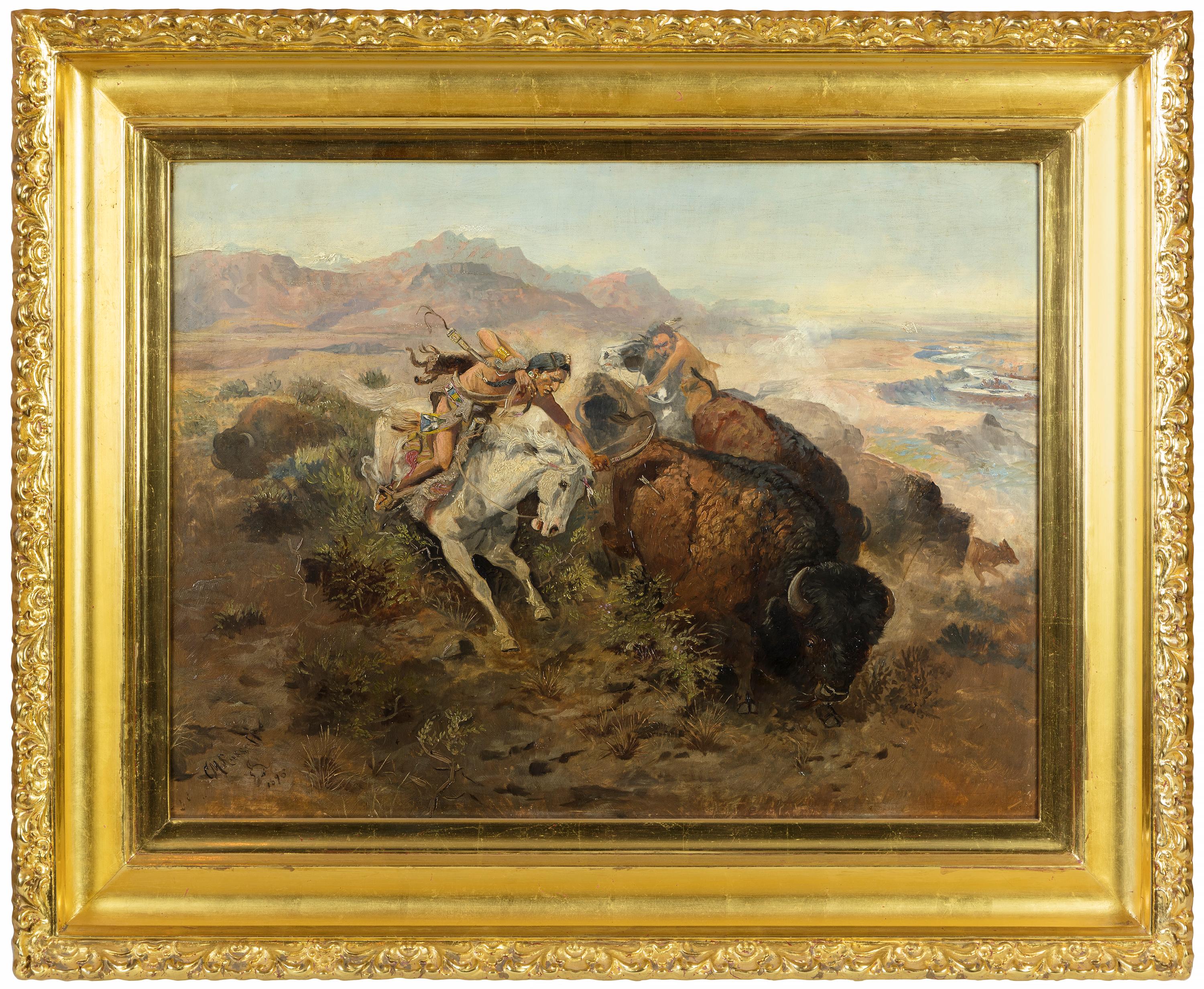 Cascade Buffalo Hunt - Painting by Charles Marion Russell