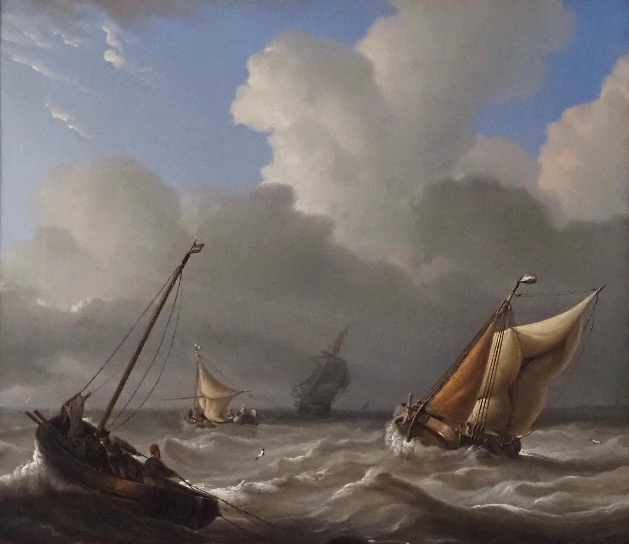 Dutch shipping in a choppy sea - Painting by Charles Martin Powell
