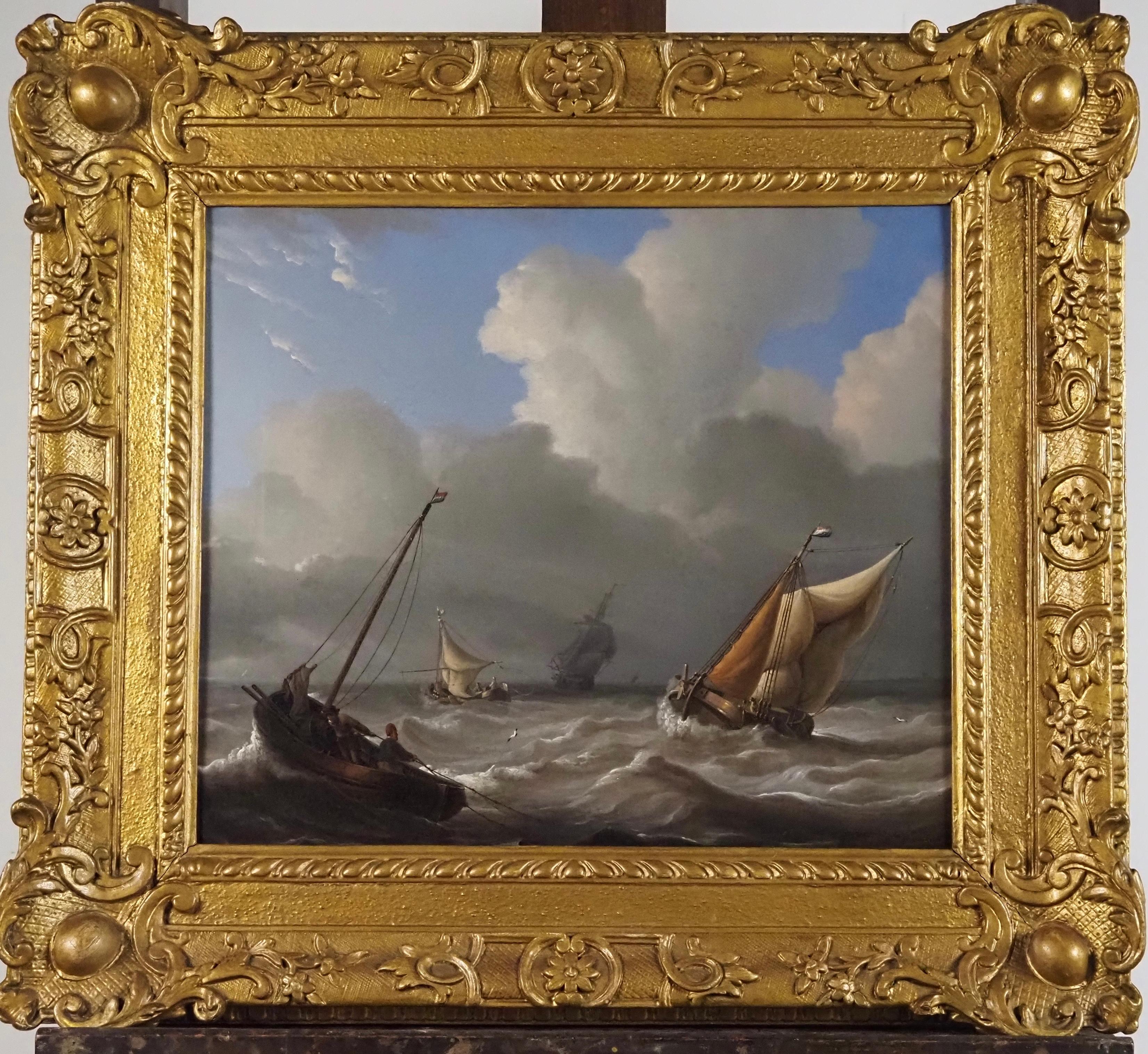 Charles Martin Powell Landscape Painting - Dutch shipping in a choppy sea