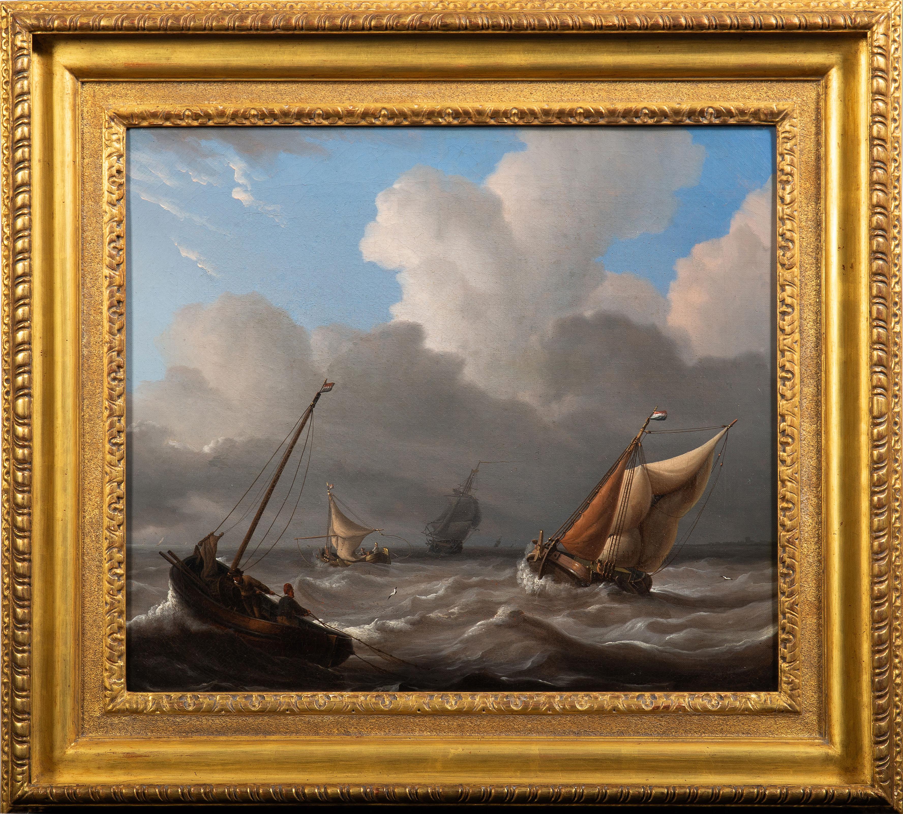 Landscape Painting di Charles Martin Powell - Navigazione olandese in un mare agitato