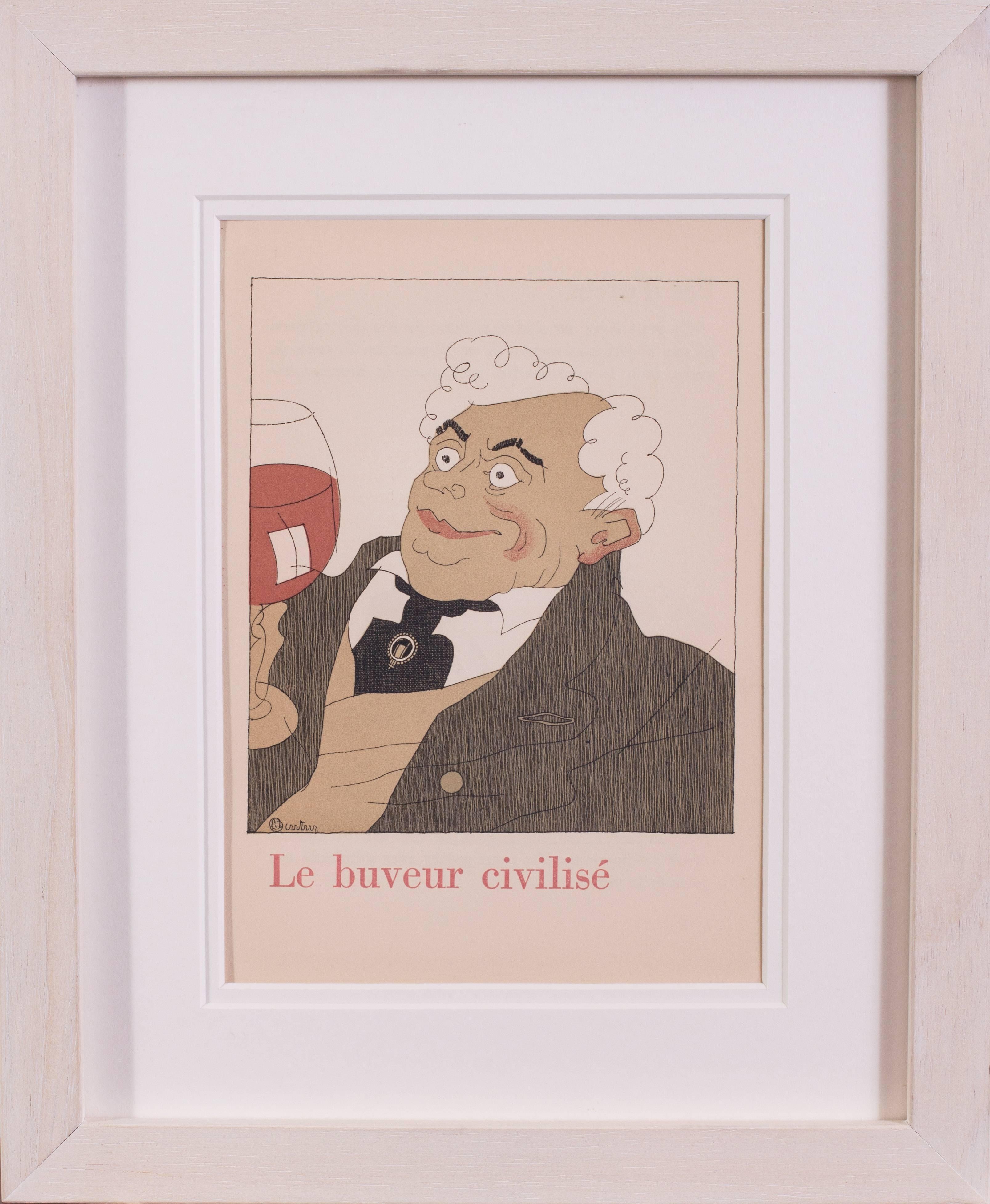 9 illustrations from the rare and sort after book ‘L’art de boire’ - Art Deco Print by Charles Martin