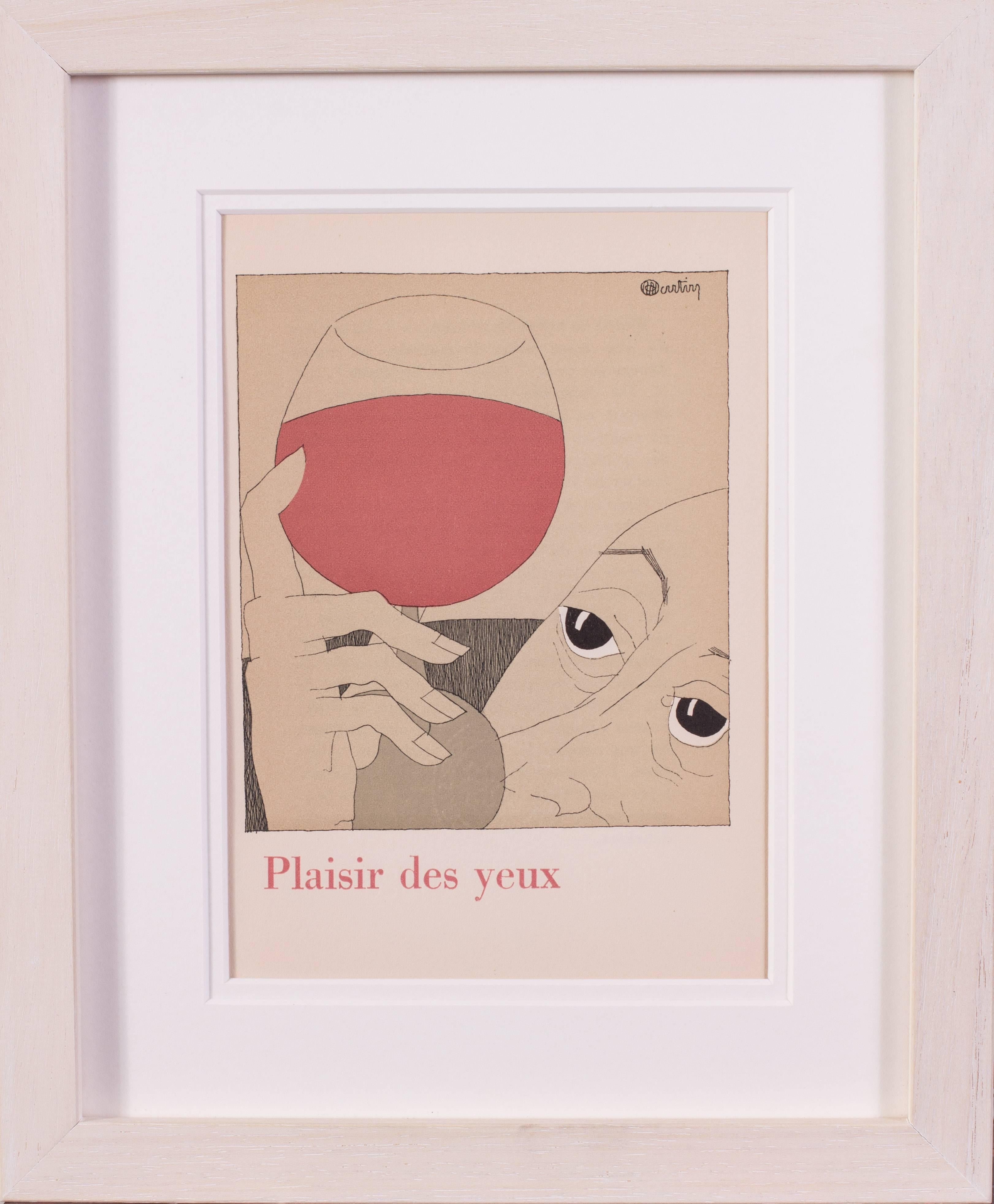 9 illustrations from the rare and sort after book ‘L’art de boire’ - Beige Figurative Print by Charles Martin