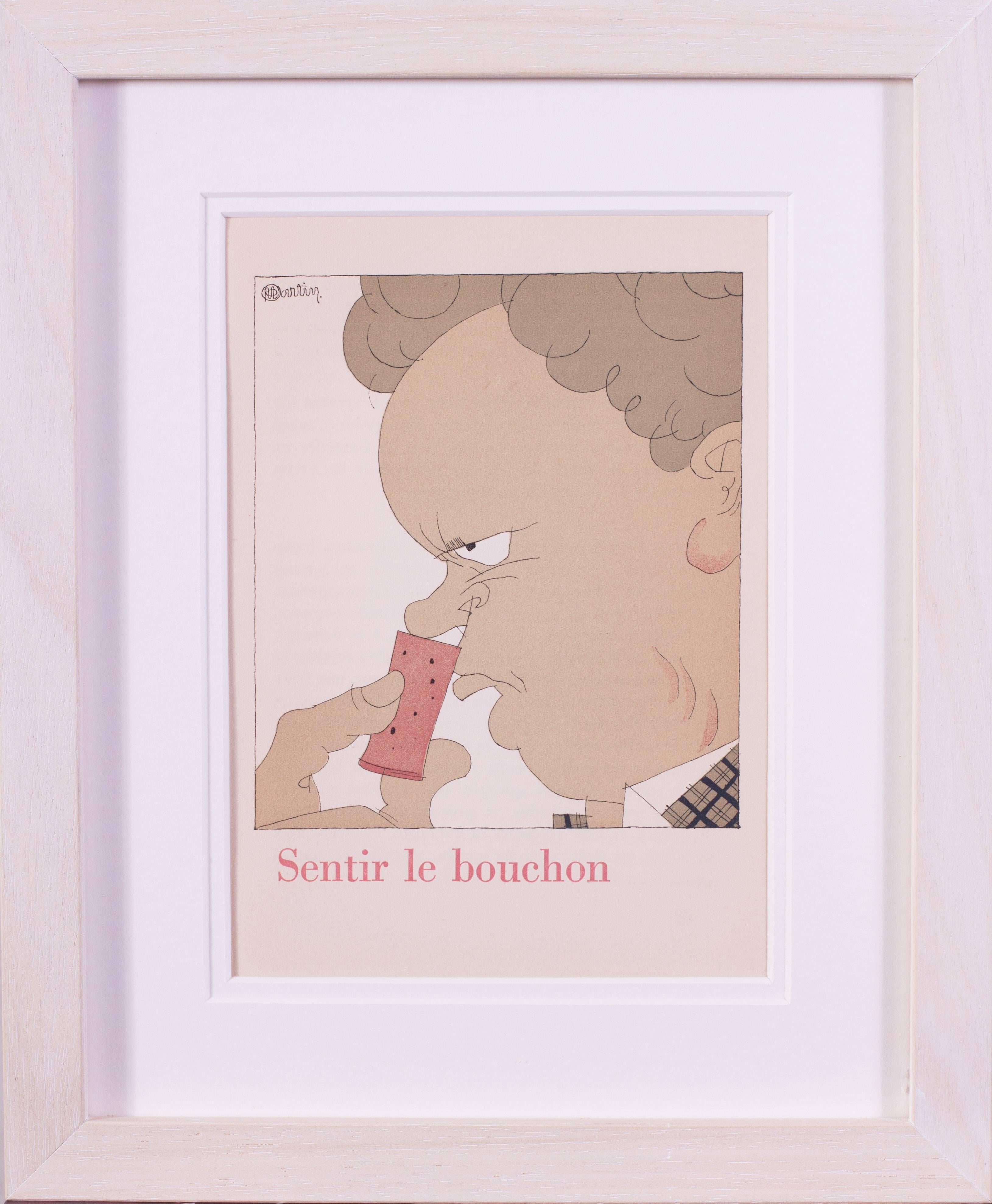 A set of from the series ‘Monseigneur le Vin’ with designs by Charles Martin. 

These wonderful lithographs illustrate the process of uncorking a bottle to drinking it.