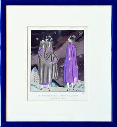 La Promenade à Montmartre - Pochoir originale di C.C. Martin - 1919