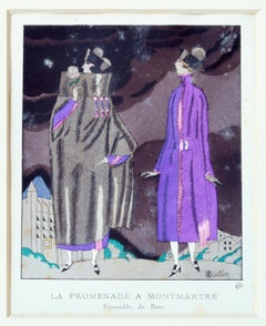 La Promenade Montmartre - Original Pochoir von C. Martin - 1919