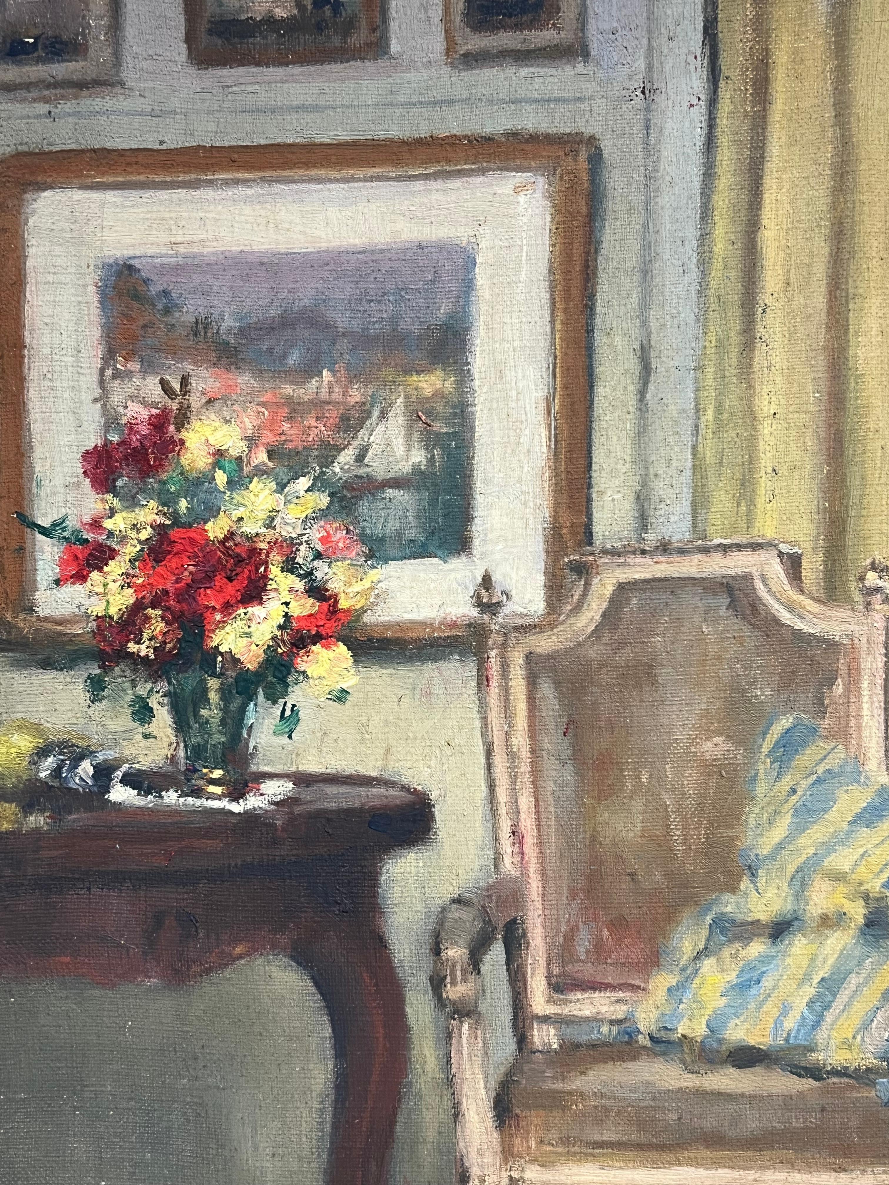 Elegant Interior
signed by Charles Martin-Sauvaigo (French 1881-1970) * see notes below
French Impressionist painter 
oil painting on canvas
unframed
size: 18 x 15 inches
condition: very good condition

Description:
This beautifully detailed oil