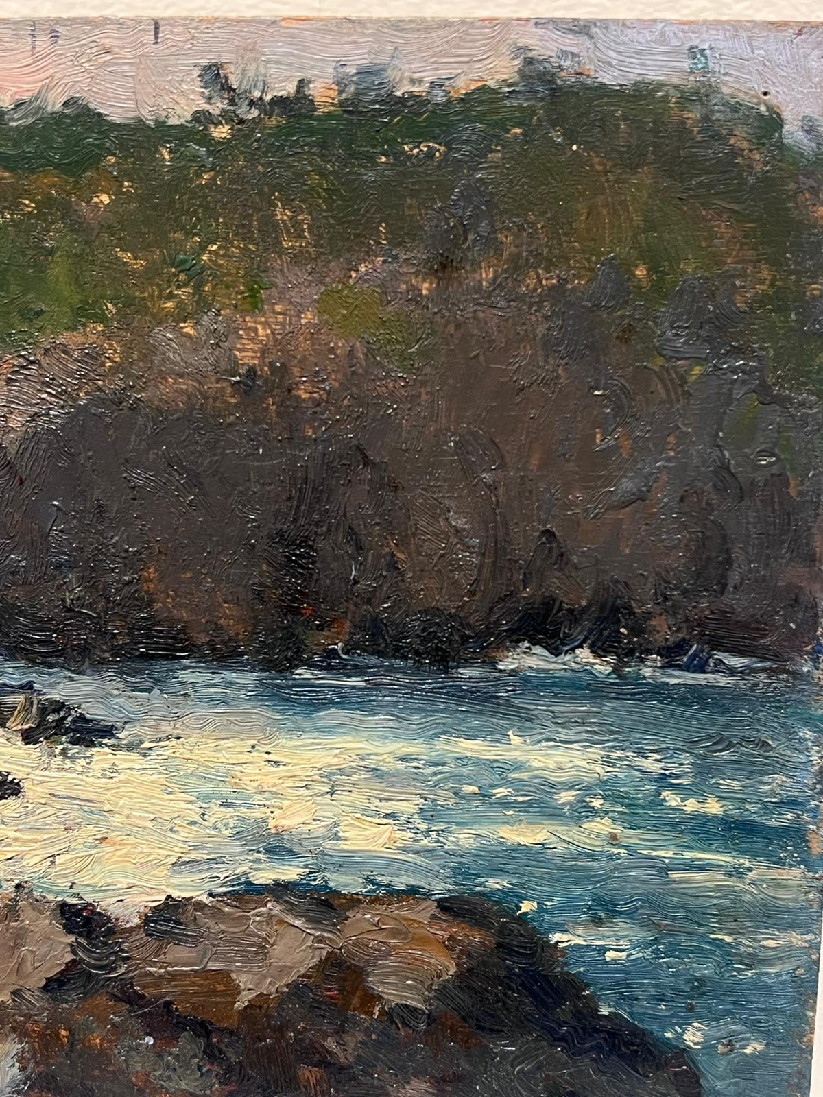 Die felsige Küste
von Charles Martin-Sauvaigo (französisch 1881-1970) * siehe Anmerkungen unten
Französischer Maler des Impressionismus
signiertes Ölgemälde auf Holzplatte
ungerahmt
Größe: 7,75 x 9,5 Zoll
Zustand: sehr original und seit Jahren