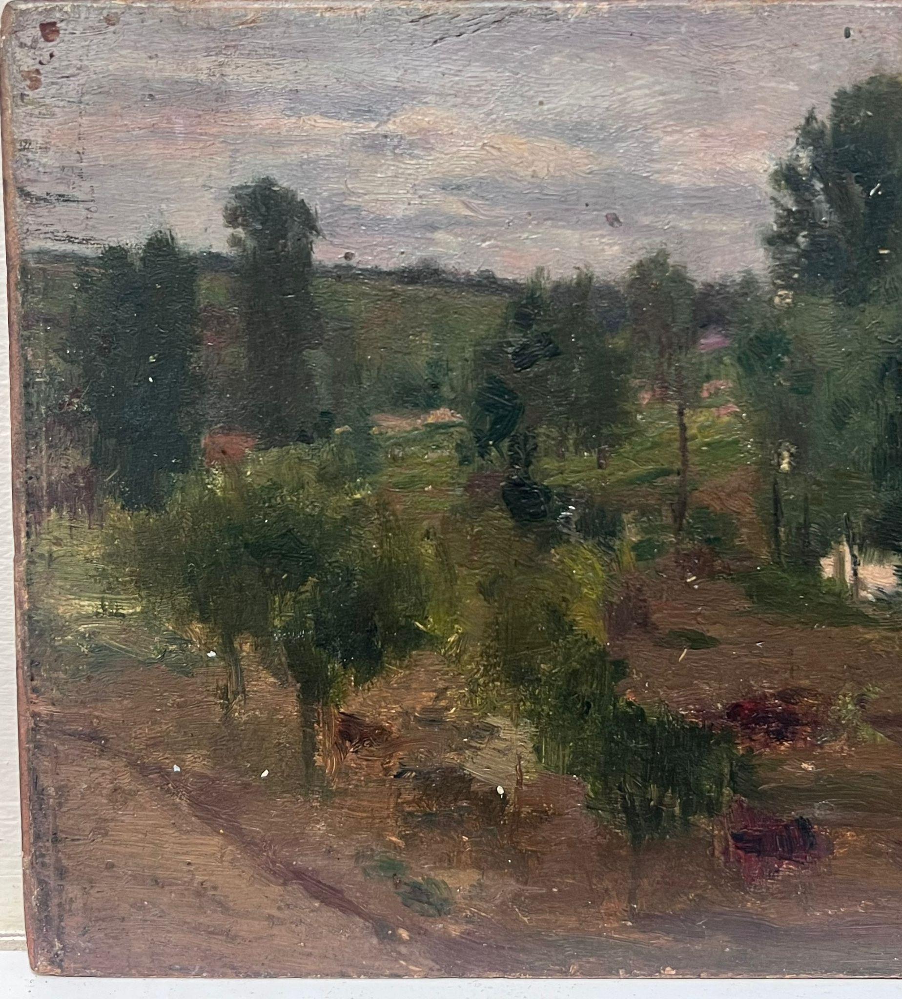 Fine Antique French Impressionist Signed Oil Painting Dusky River Landscape For Sale 2
