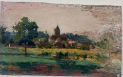 Fine Antique French Impressionist Signed Oil Painting Old French Town Landscape