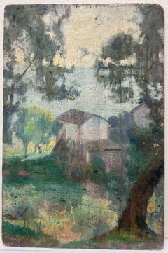 Fine Antique French Impressionist Signed Oil Painting Overlooking the Sea