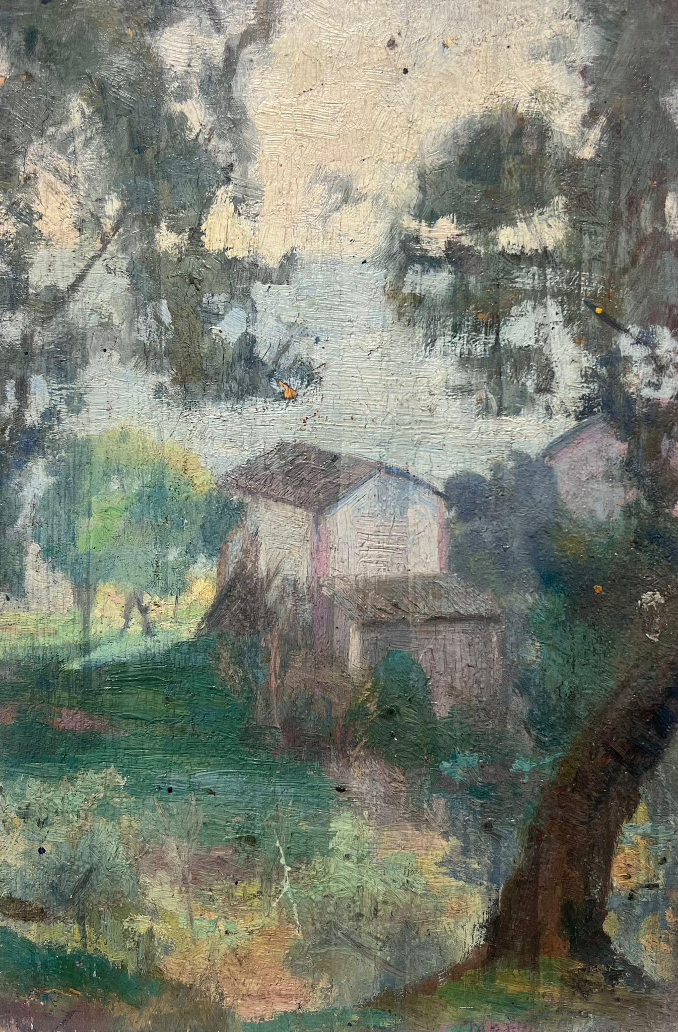 Landscape Painting de Charles Martin-Sauvaigo - Antiguo cuadro al óleo firmado por un impresionista francés con vistas al mar