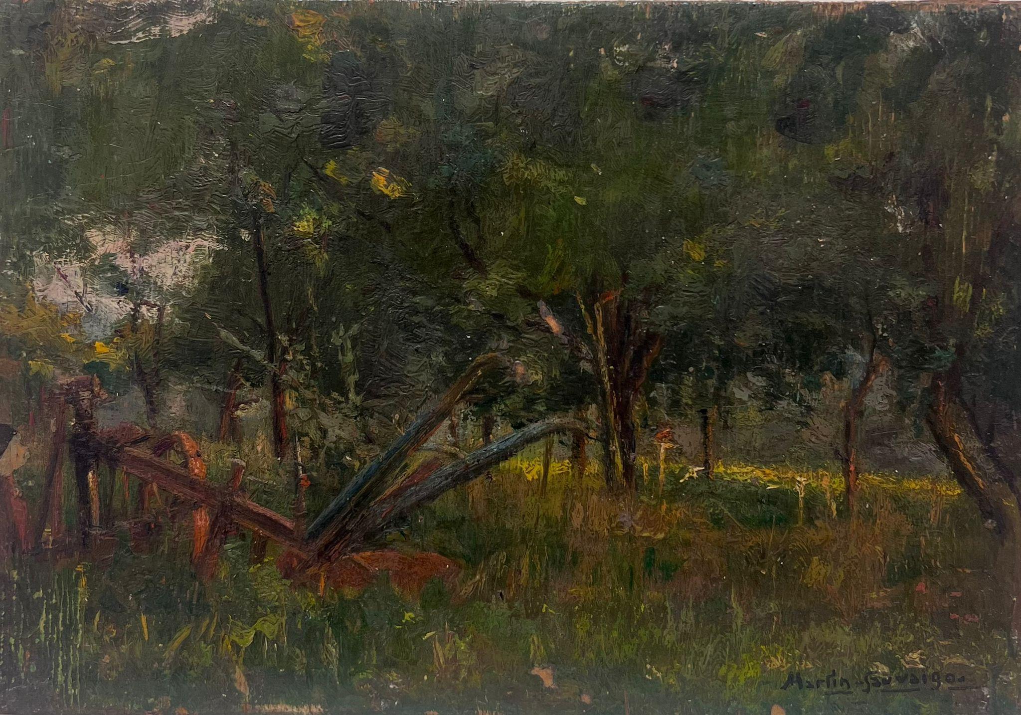 Charles Martin-Sauvaigo Landscape Painting - Fine Antique French Impressionist Signed Oil Painting Sunlit Woodland Meadows