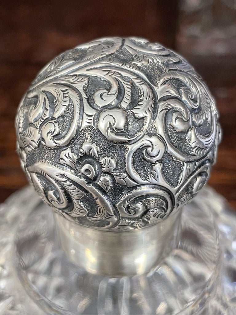 Pendentif Flacon De Parfum En Argent Sterling 925 Vintage - Gravé à La Main - Fin XXe Siècle (1970-1990)