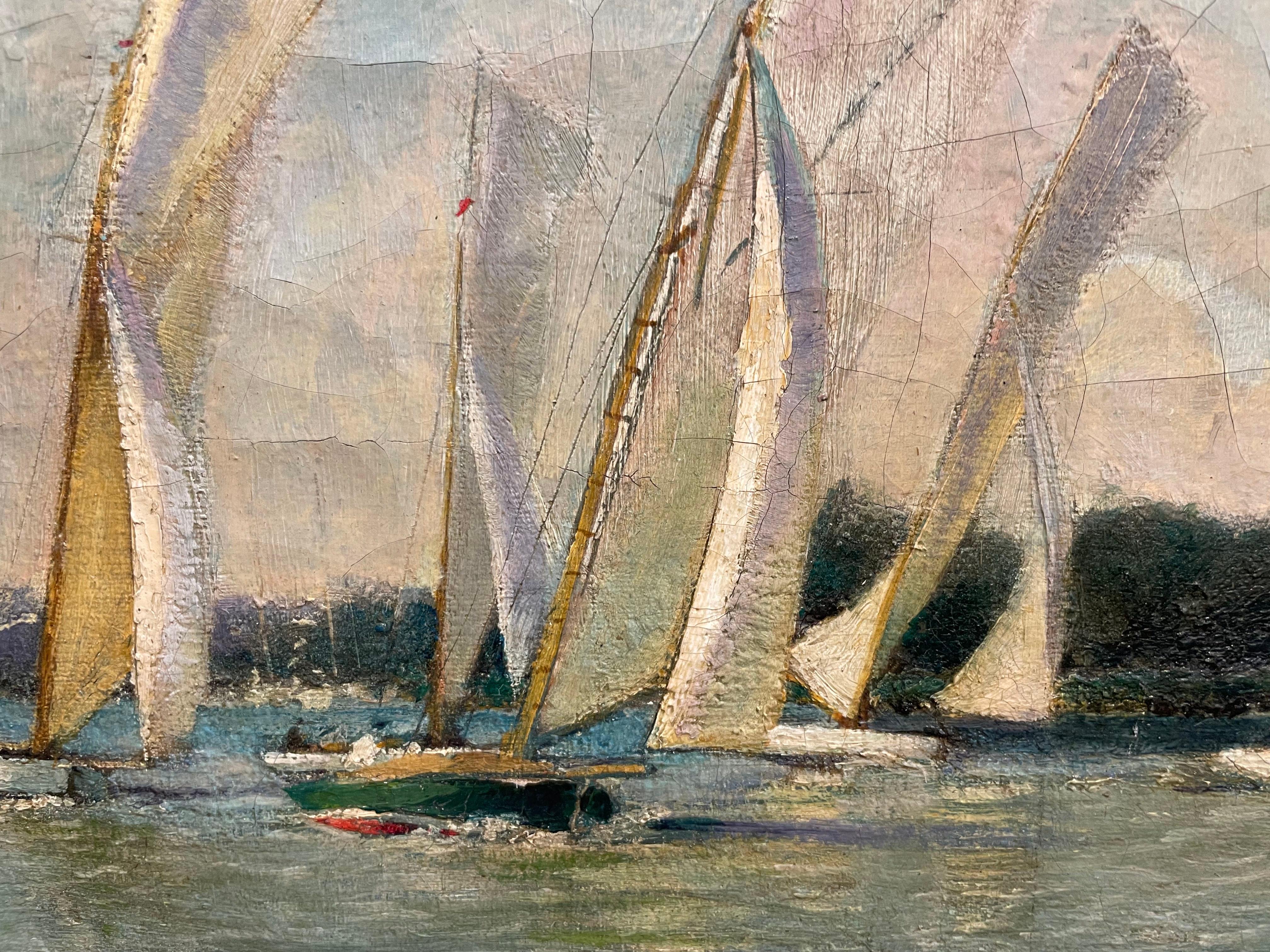 Navegando por los Norfolk Broads, paisaje marino británico de principios del siglo XX con veleros en venta 6