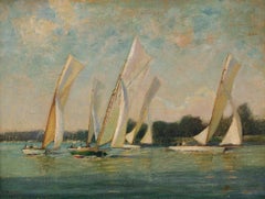 Sailing the Norfolk Broads, Early 20th Century British Seascape w/ Sailboats